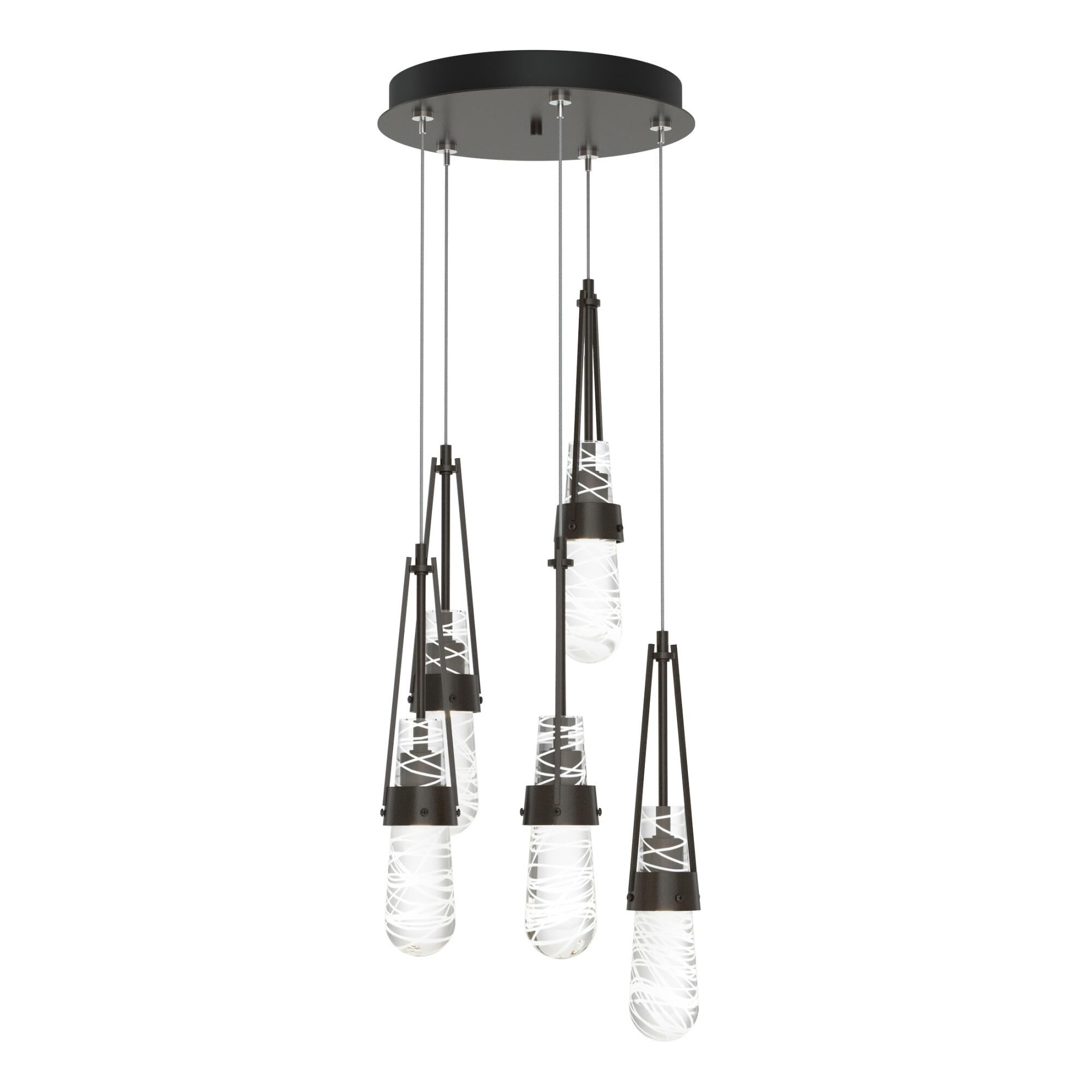 Shown in Oil Rubbed Bronze finish and Clear And White Threading glass and Clear And White Threading Glass shade
