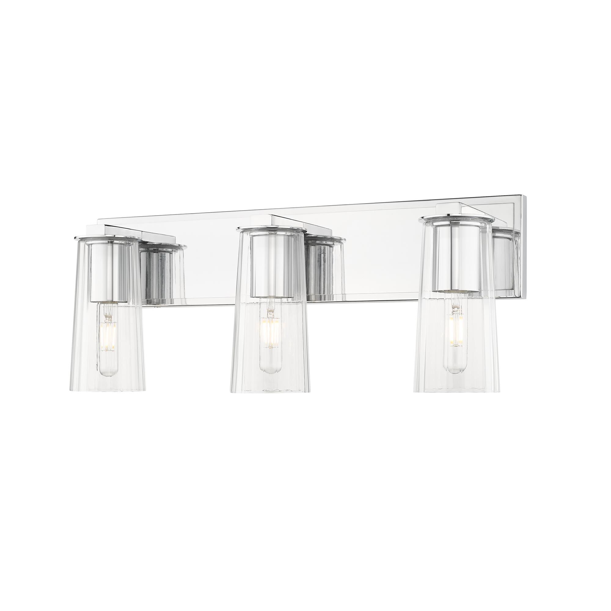 Shown in Chrome finish and Clear glass and Clear shade