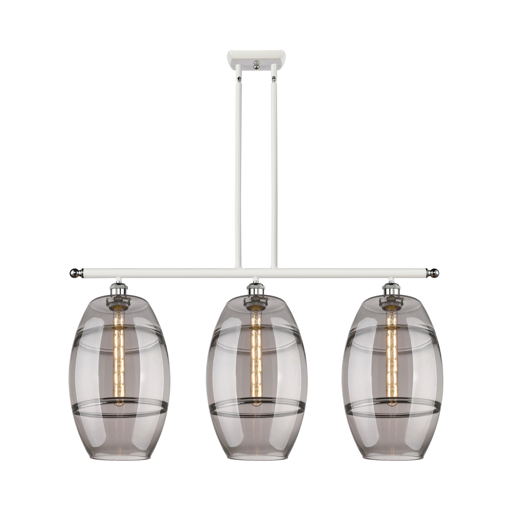 Shown in White Polished Chrome finish and Light Smoke glass