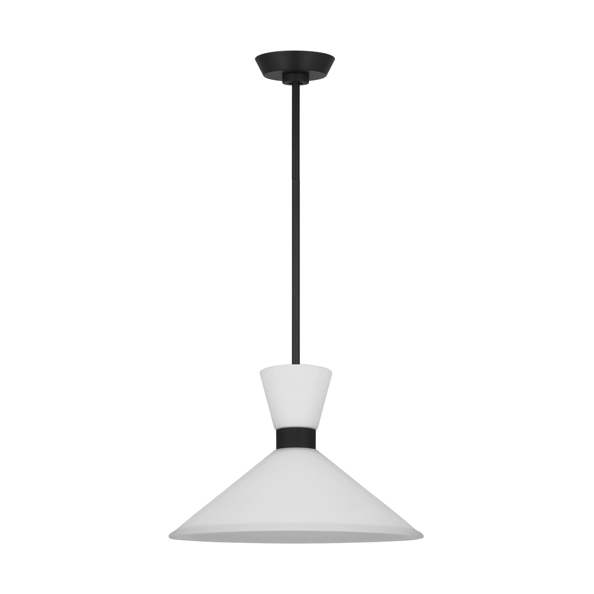 Shown in Midnight Black finish and Etched White Glass s shade