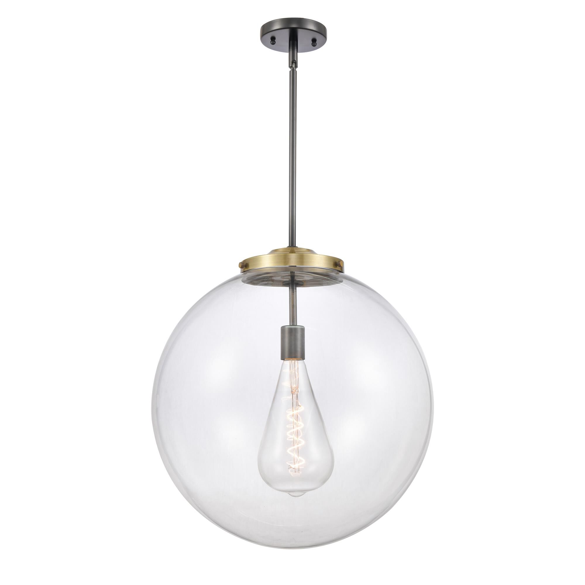 Shown in Black Antique Brass finish and Clear Beacon glass