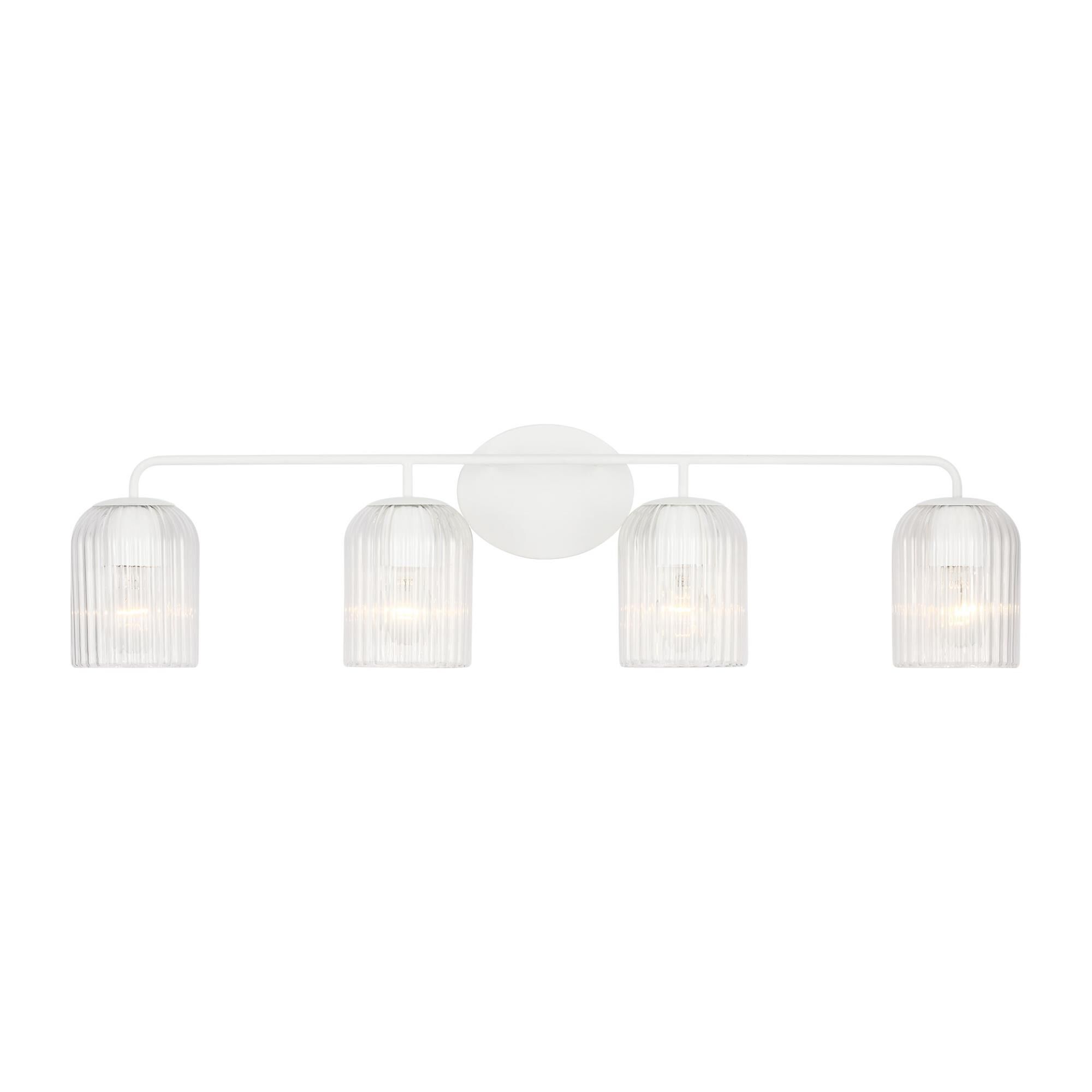 Shown in Matte White finish and Clear Ribbed glass