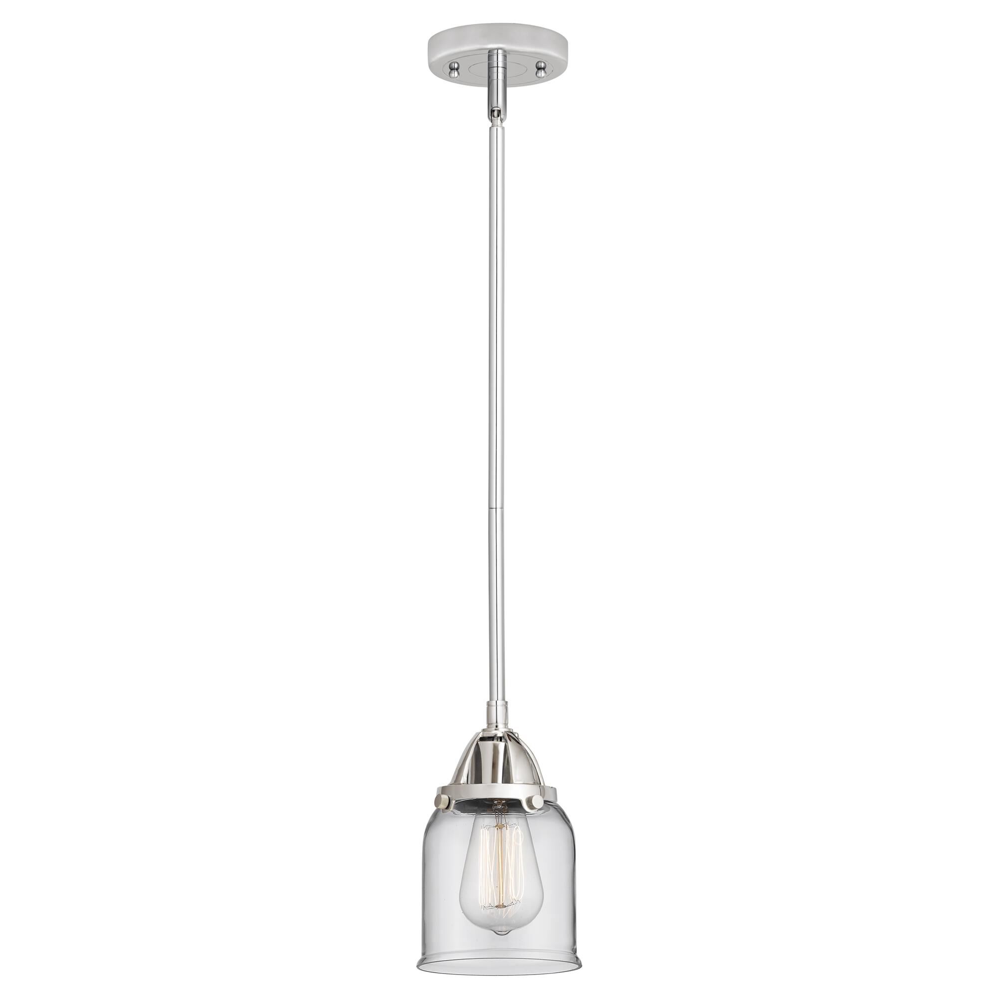 Shown in Polished Chrome finish and Clear Small Bell glass and No Shade shade