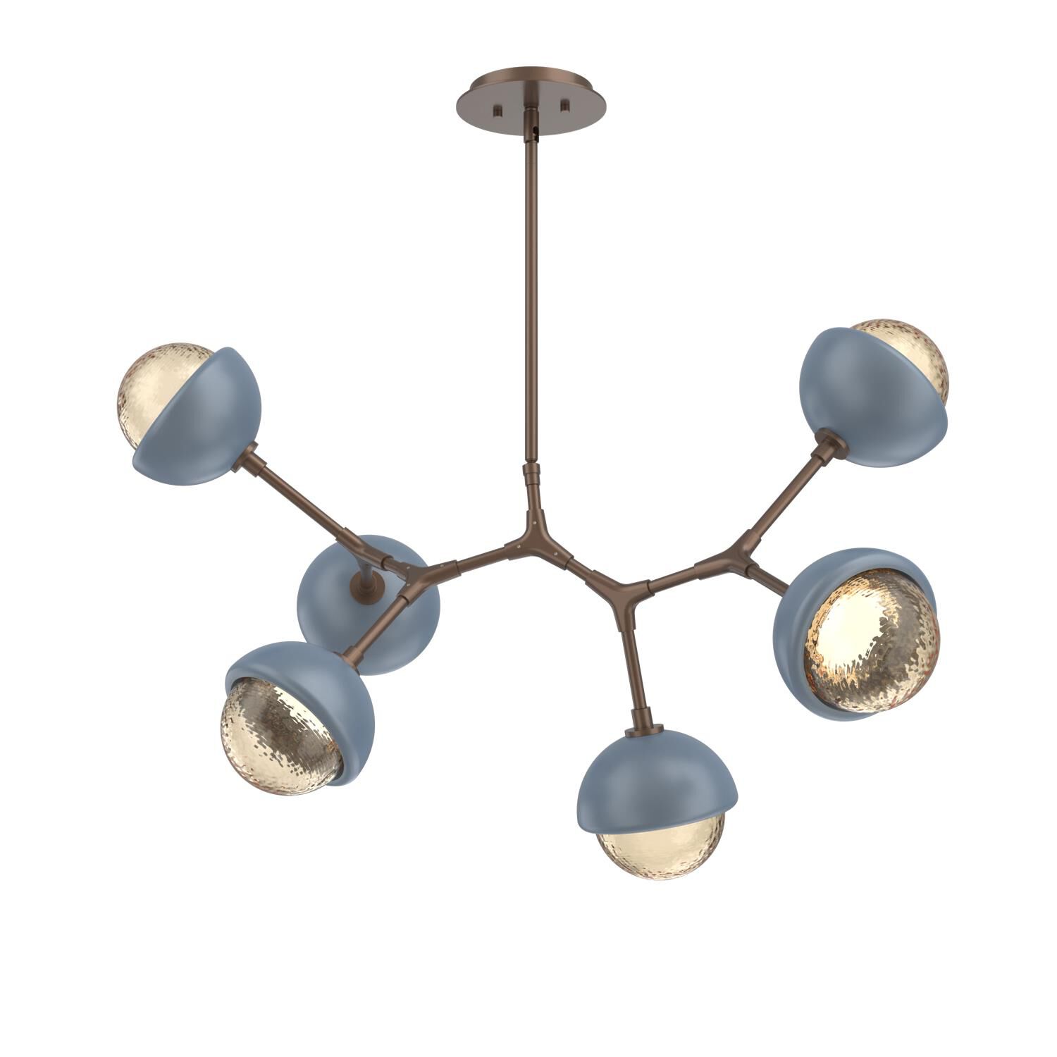 Shown in Burnished Bronze finish and Amber glass and Poppy Blue accent