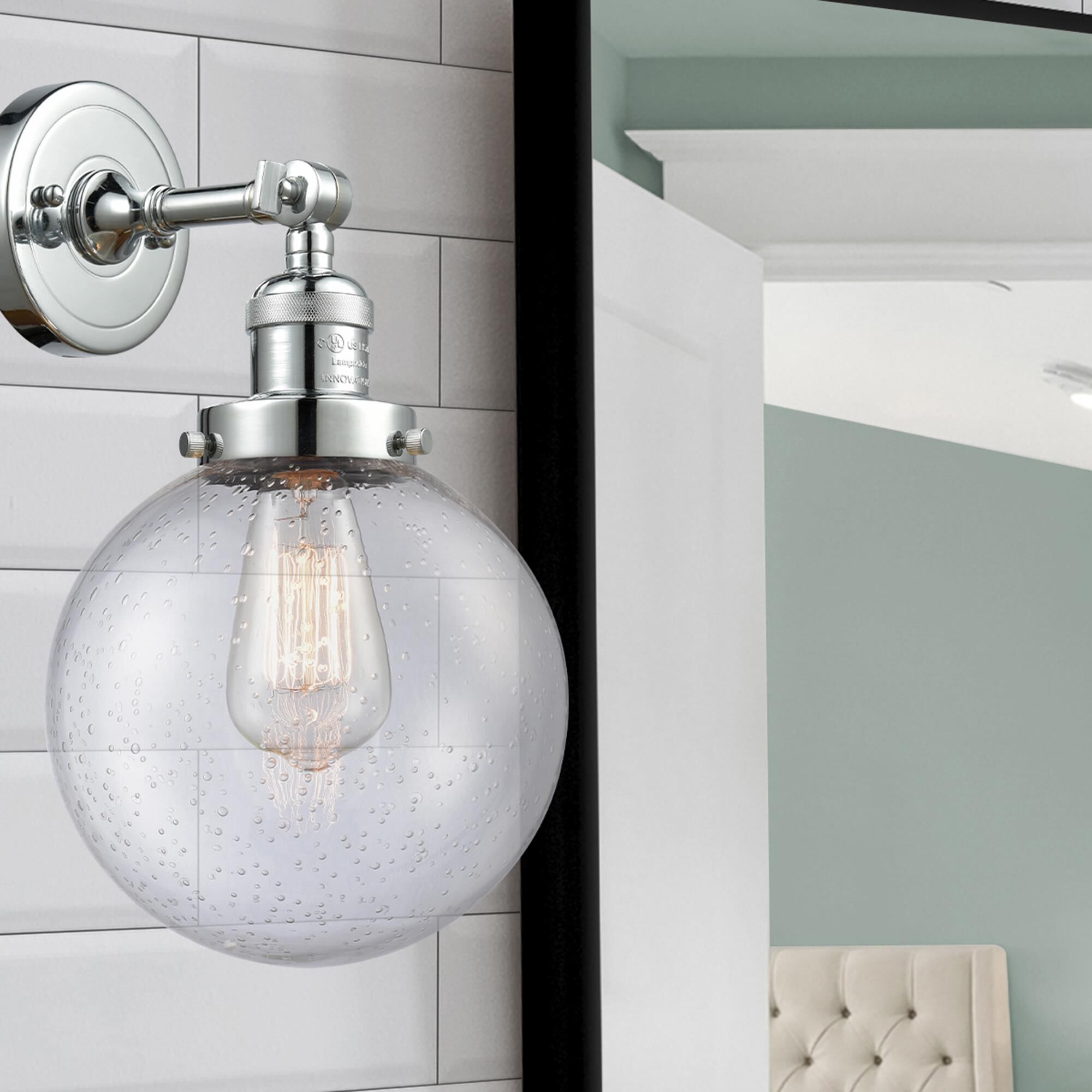 Shown in Polished Chrome finish and Seedy glass and No Accent accent