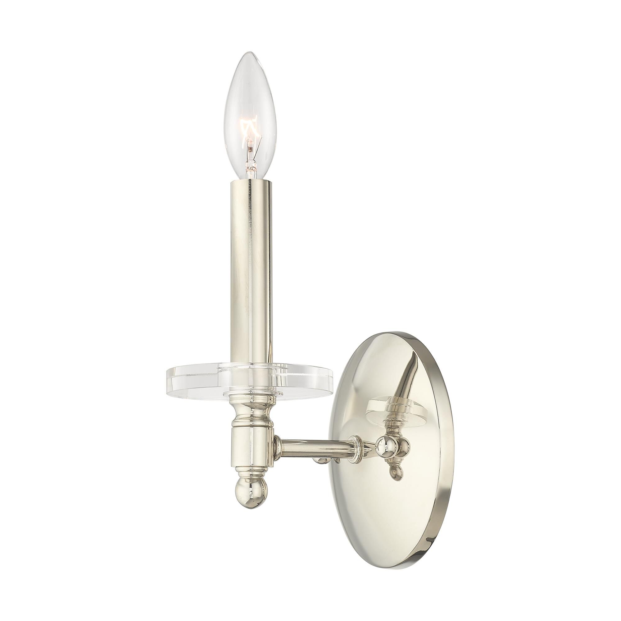 Shown in Polished Nickel finish and Clear Crystal Bobeche glass
