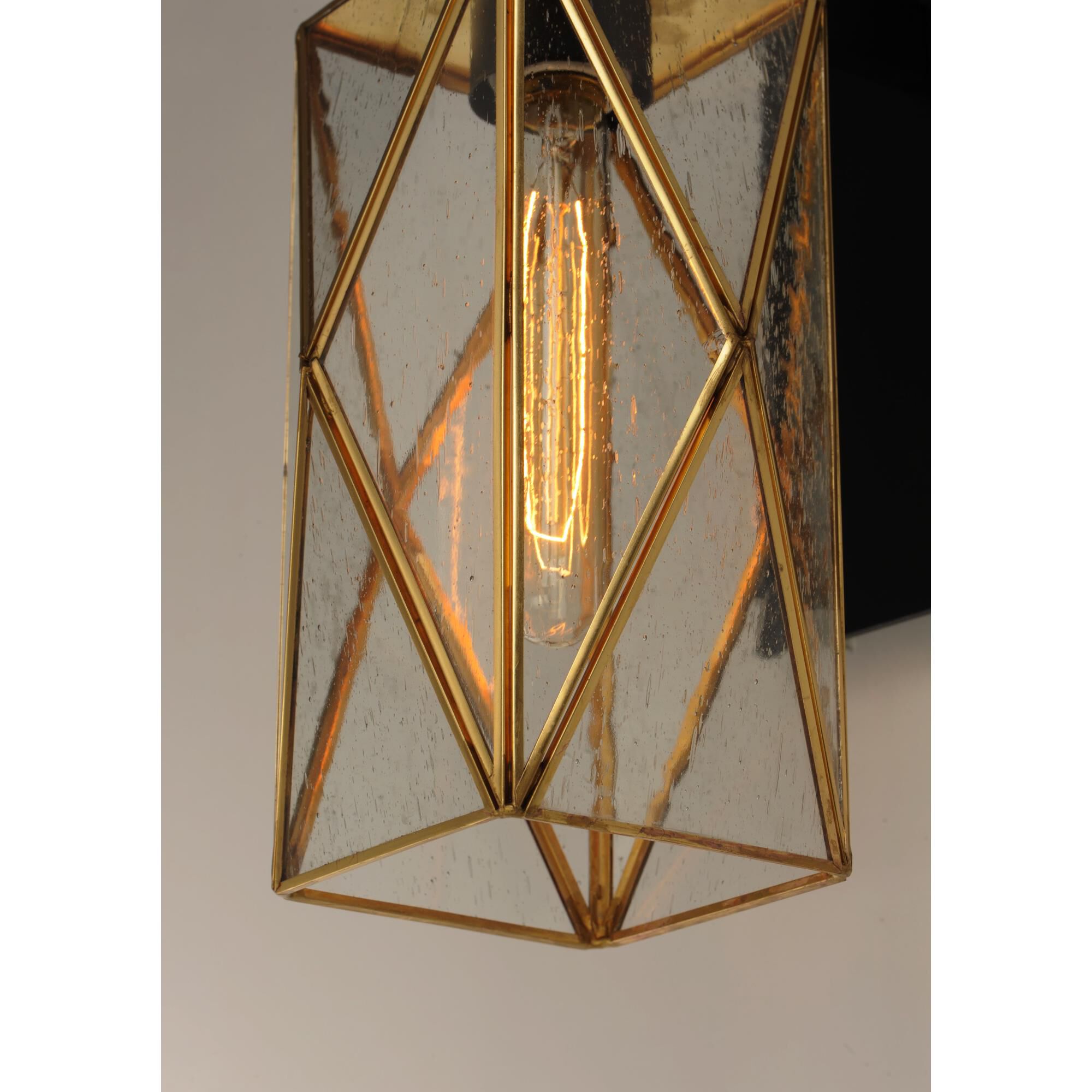 Shown in Black - Burnished Brass finish and Seedy glass