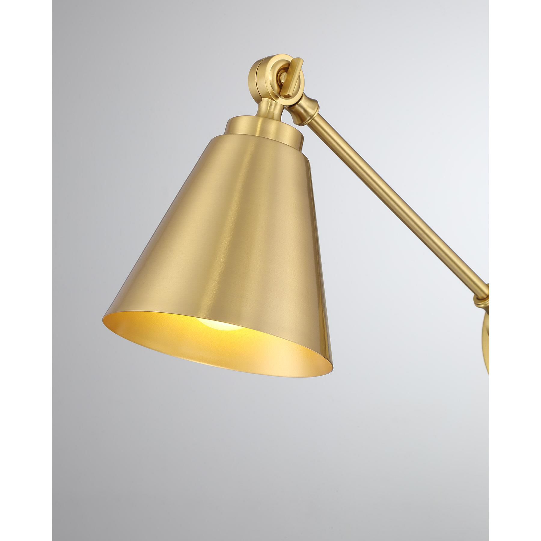 Shown in Natural Brass finish and Metal shade