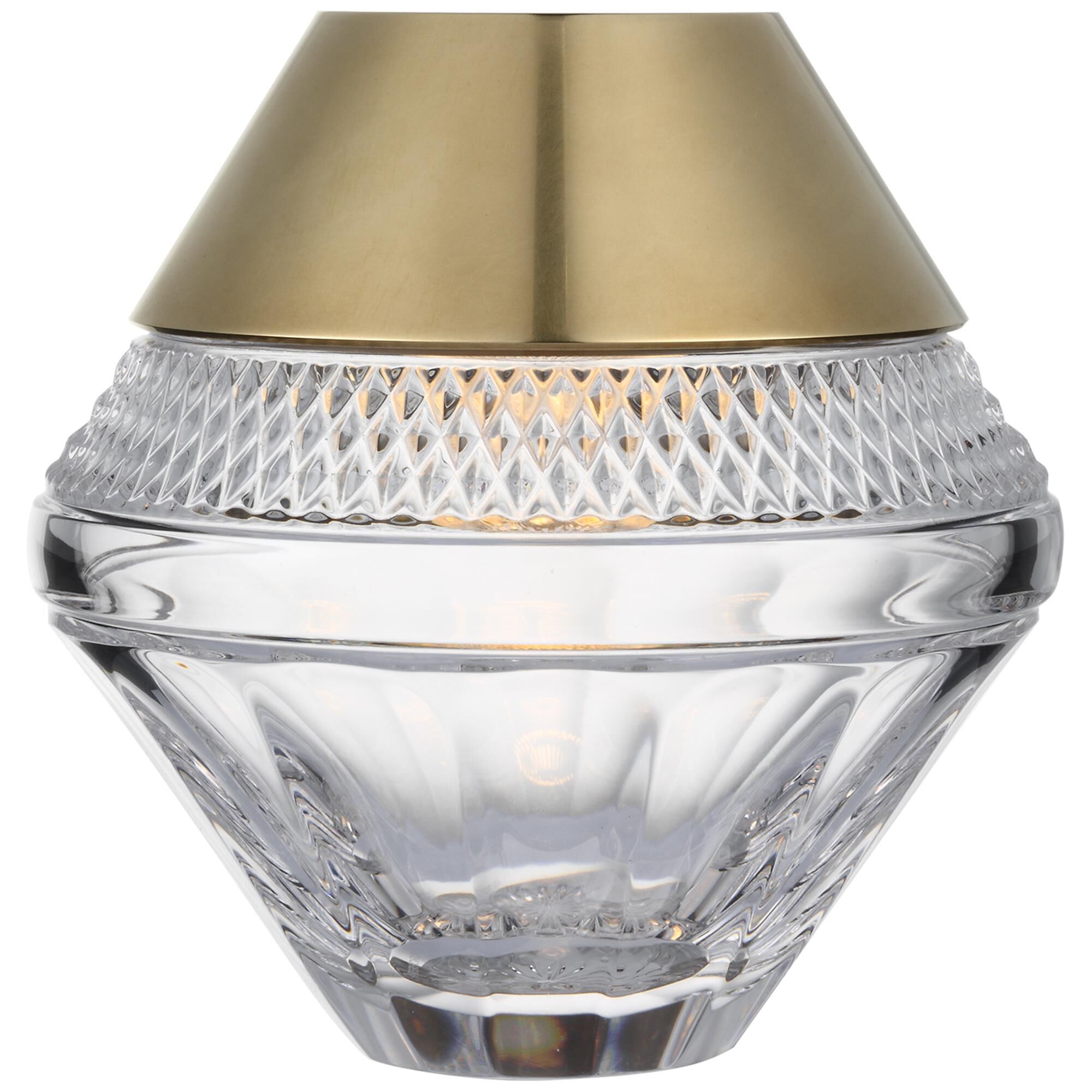 Shown in Natural Brass finish and Clear crystal