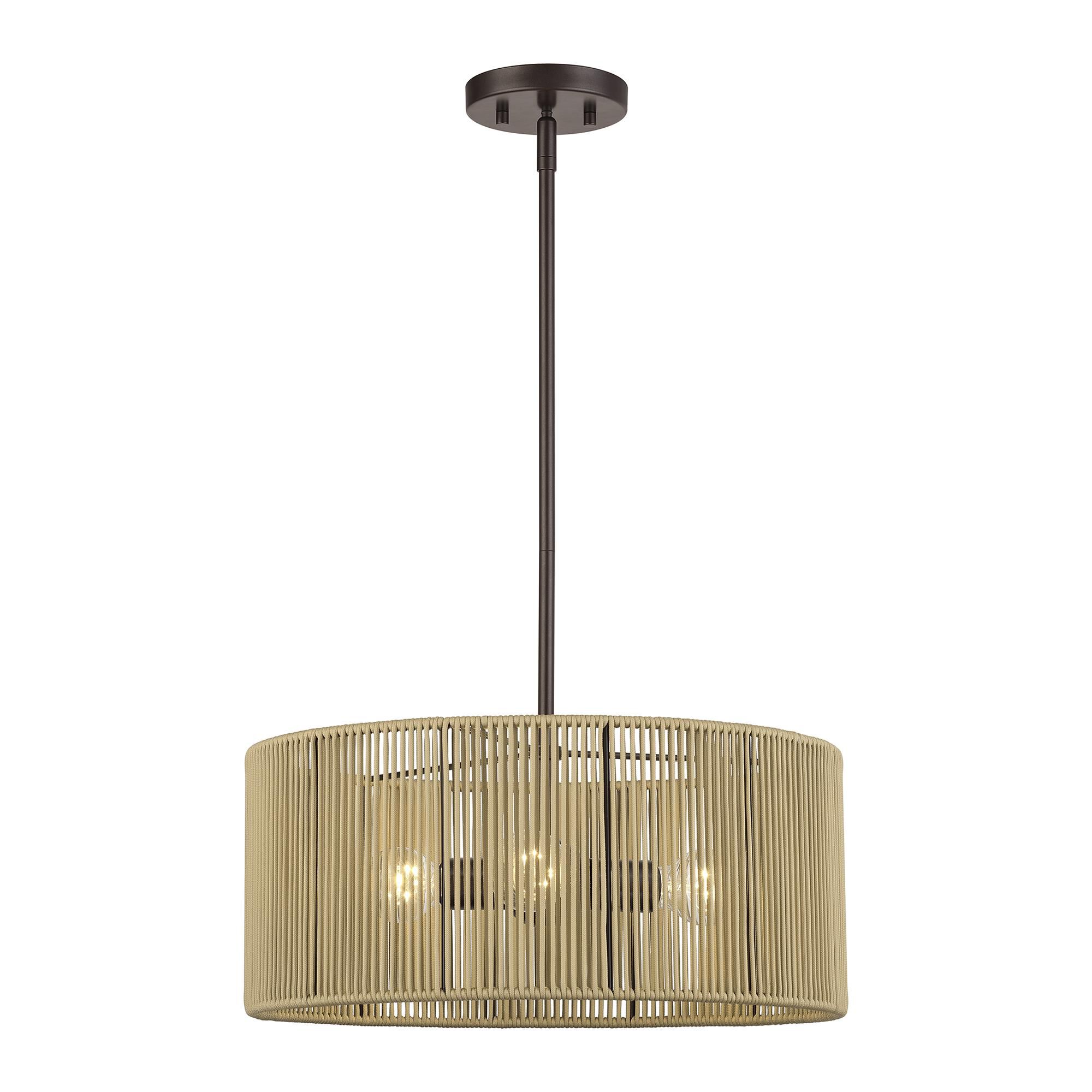 Shown in English Bronze finish and Hand-Woven Venetian Gold Color Polyester Rope shade