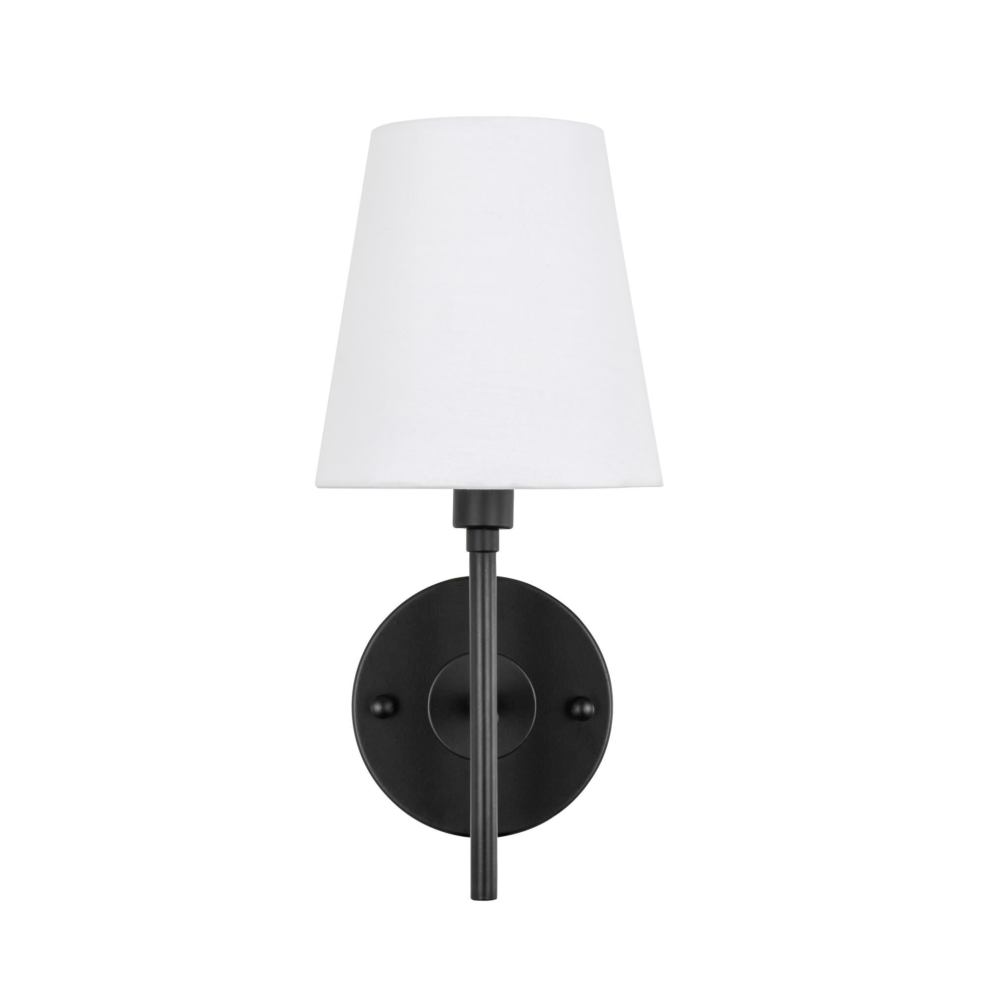 Shown in Black finish and White Fabric shade