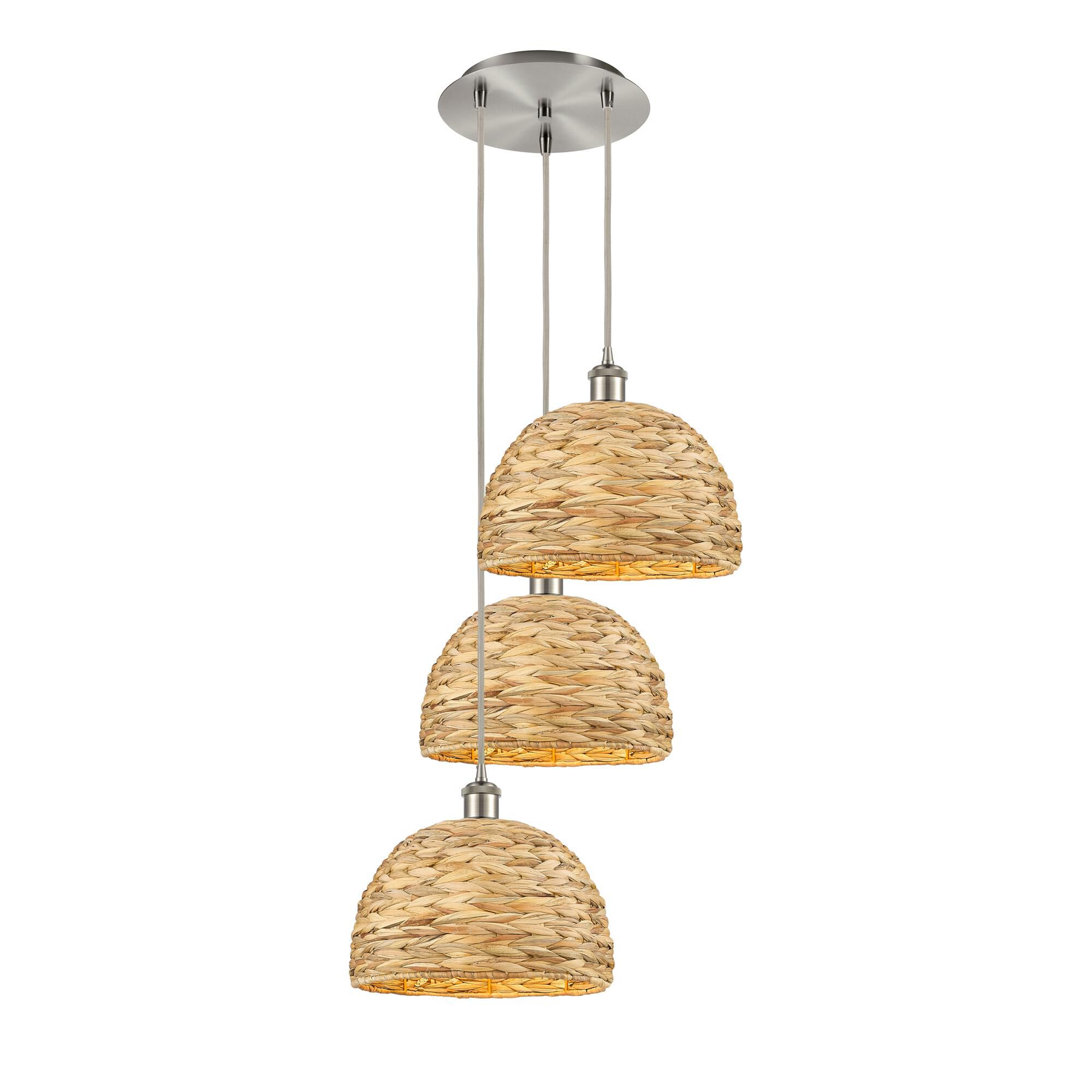 Shown in Brushed Satin Nickel finish and Natural shade