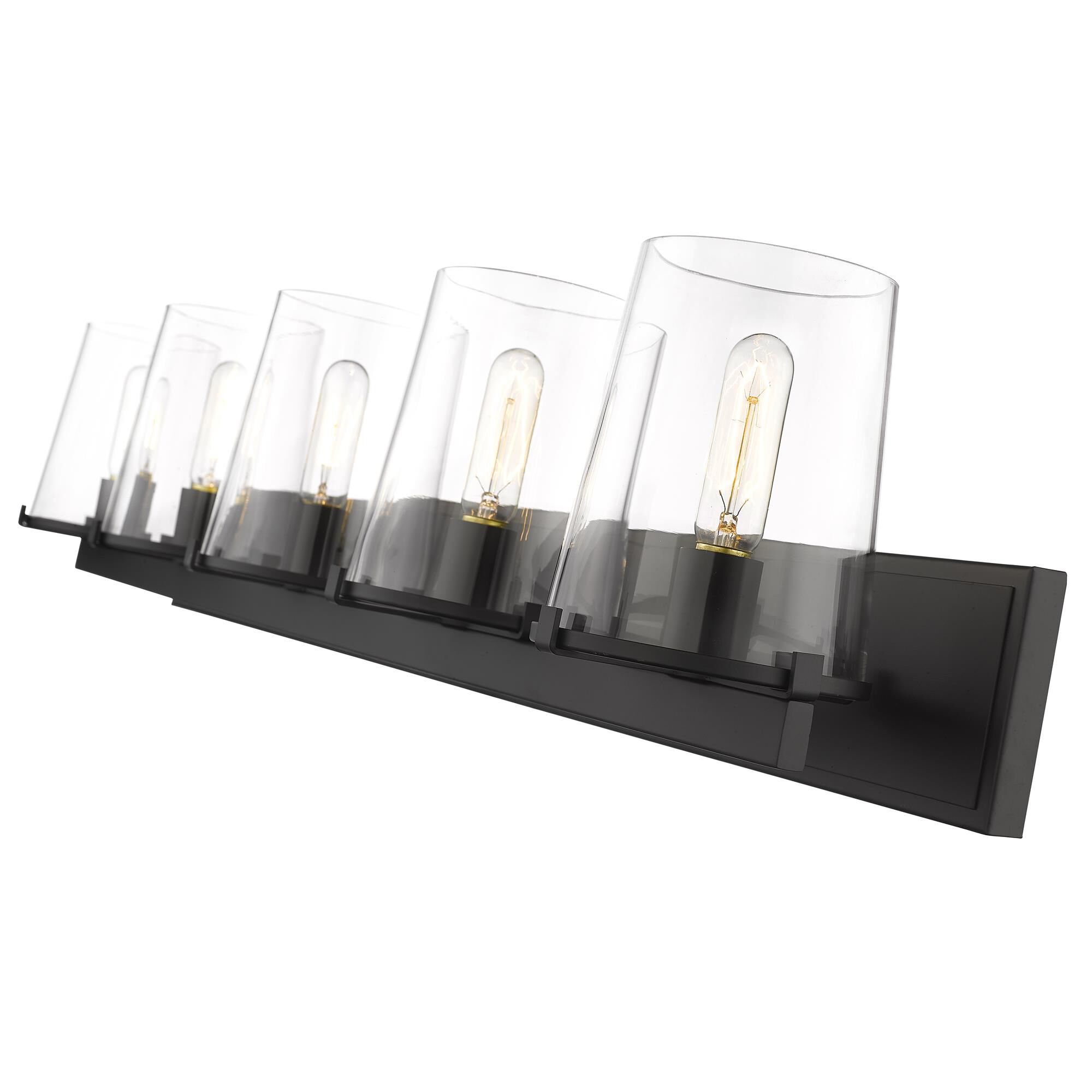 Shown in Matte Black finish and Glass shade