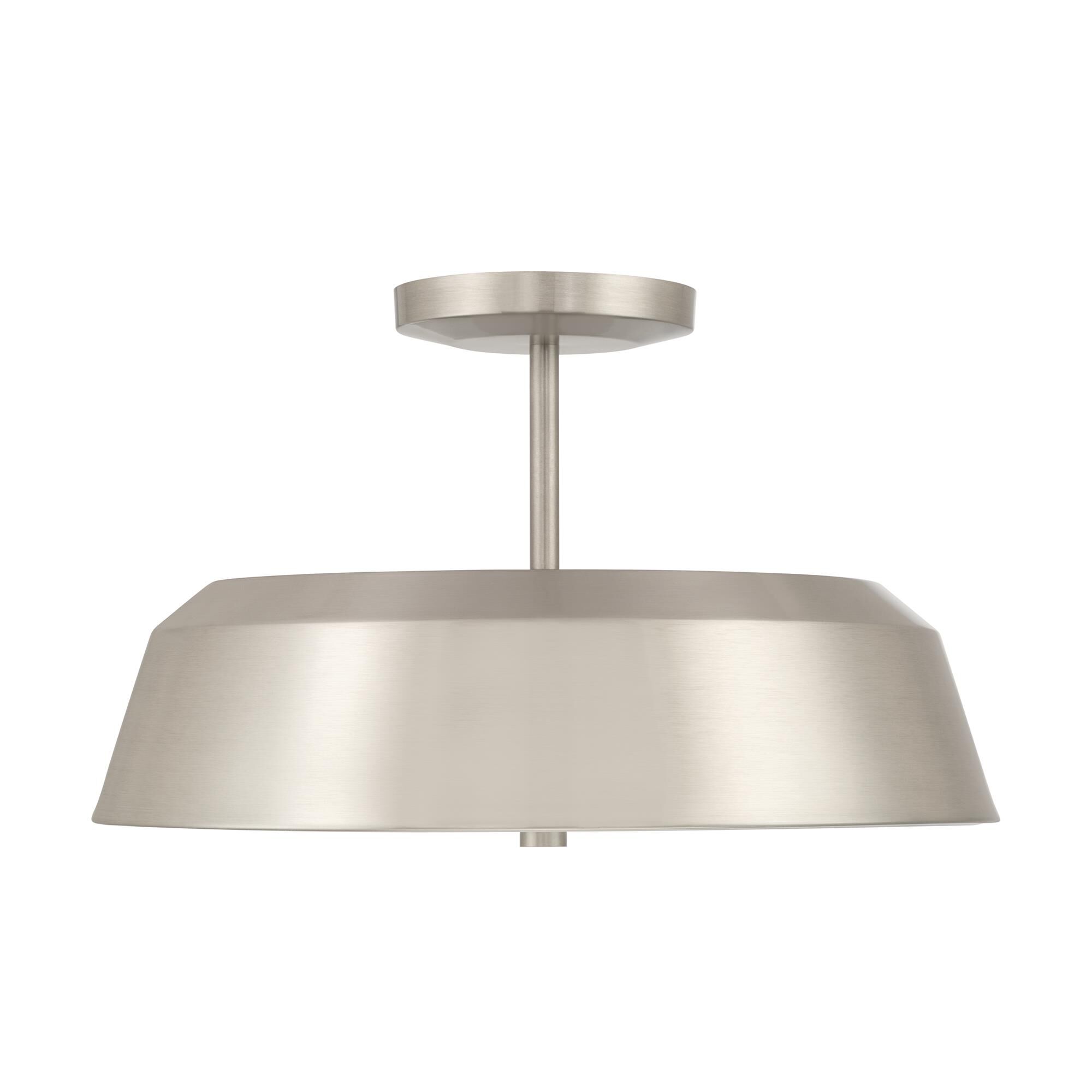 Shown in Brushed Nickel finish and Etched White glass