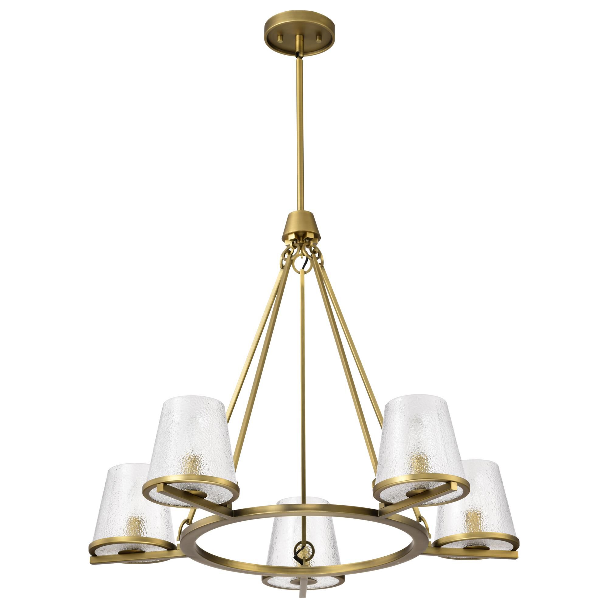 Shown in Vintage Brass finish and Hammered glass