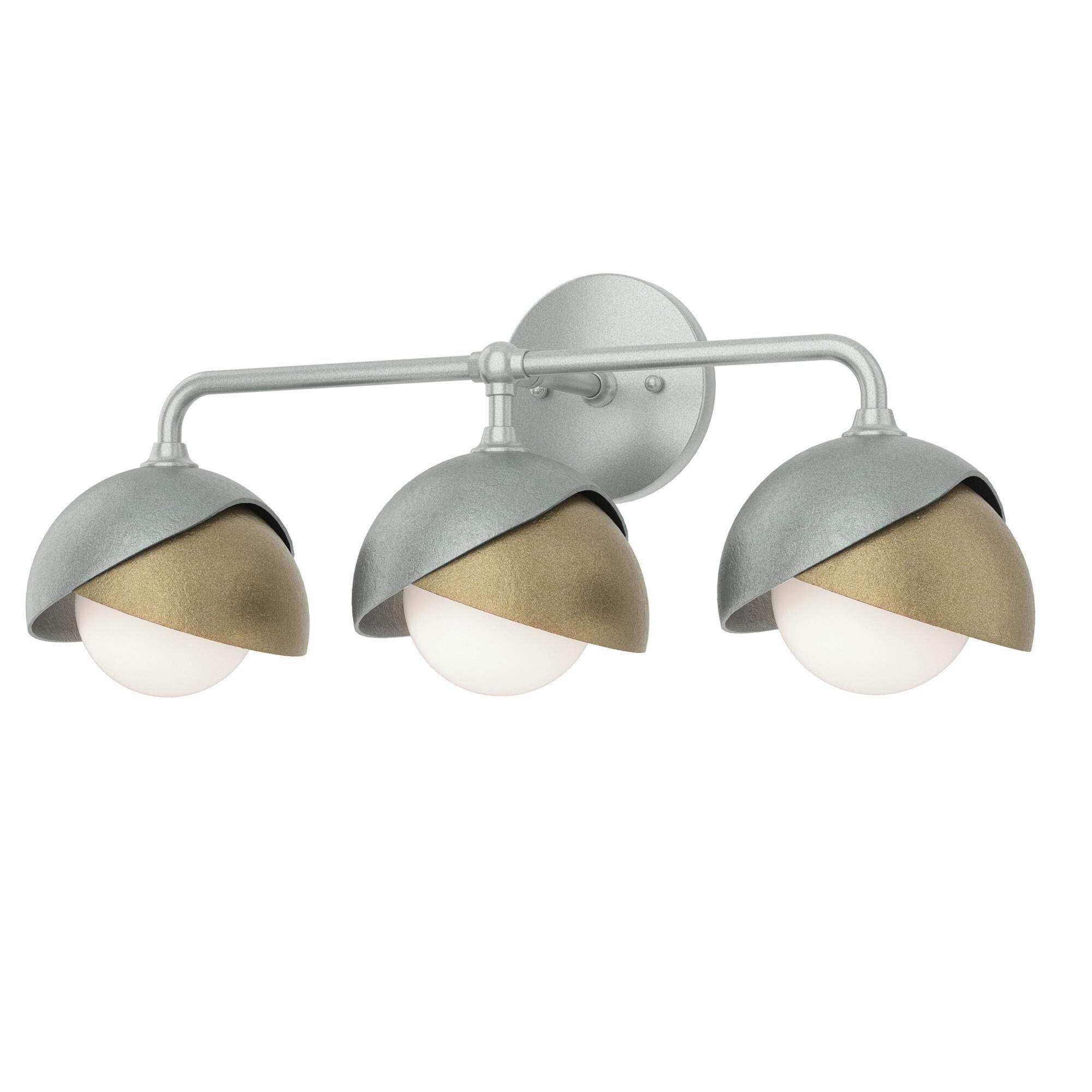 Shown in Vintage Platinum finish and Opal glass and Soft Gold accent