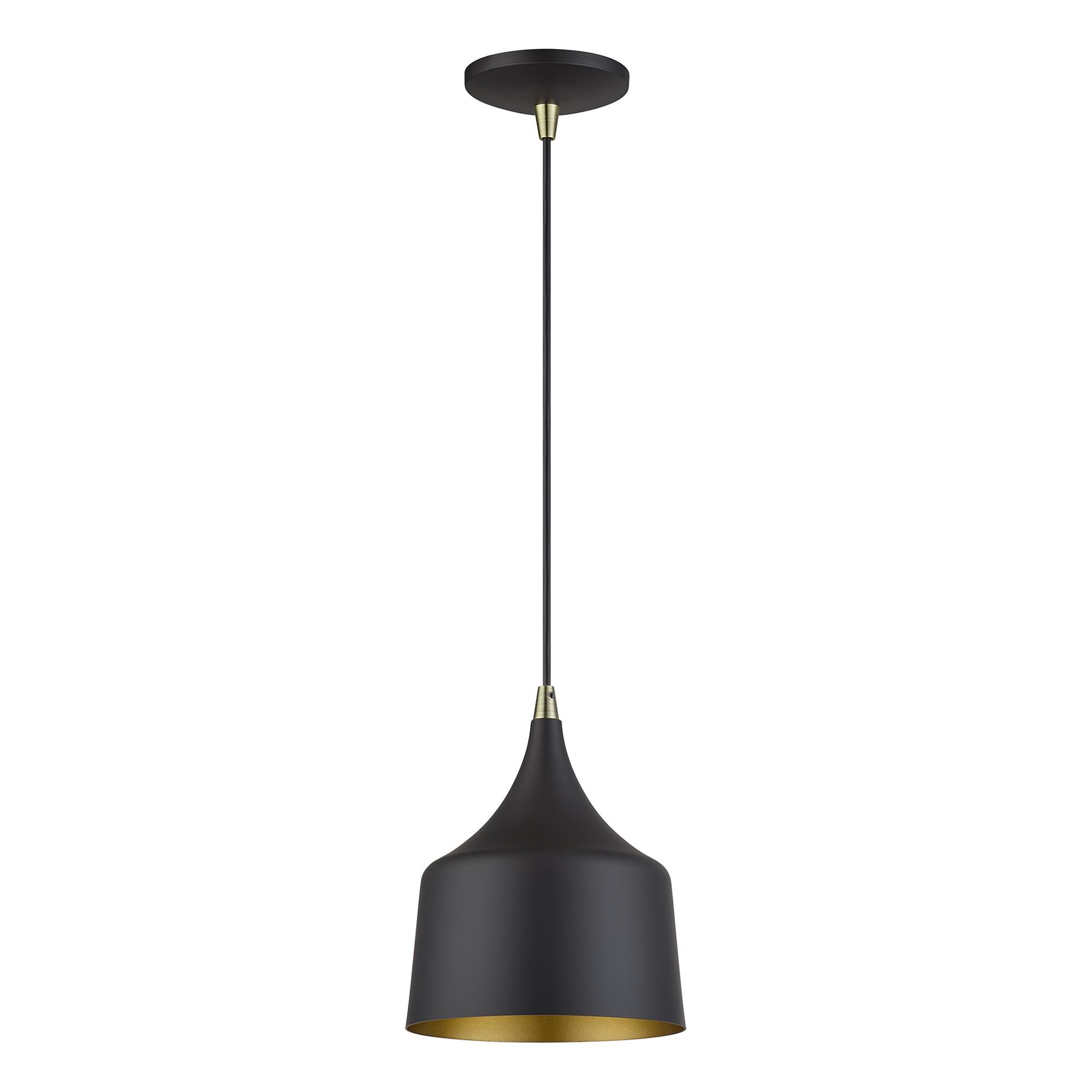Shown in Bronze with Antique Brass Accents finish and Bronze Aluminum with Gold Inside shade