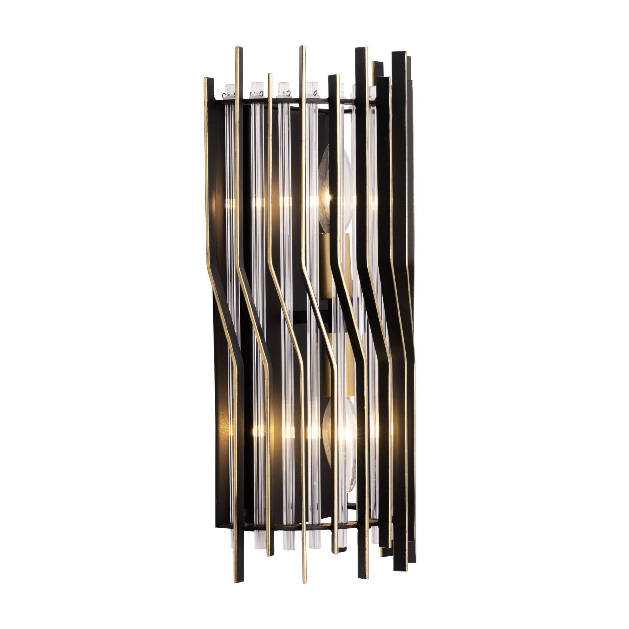 Shown in Matte Black/French Gold finish and Modern Clear Fluted shade