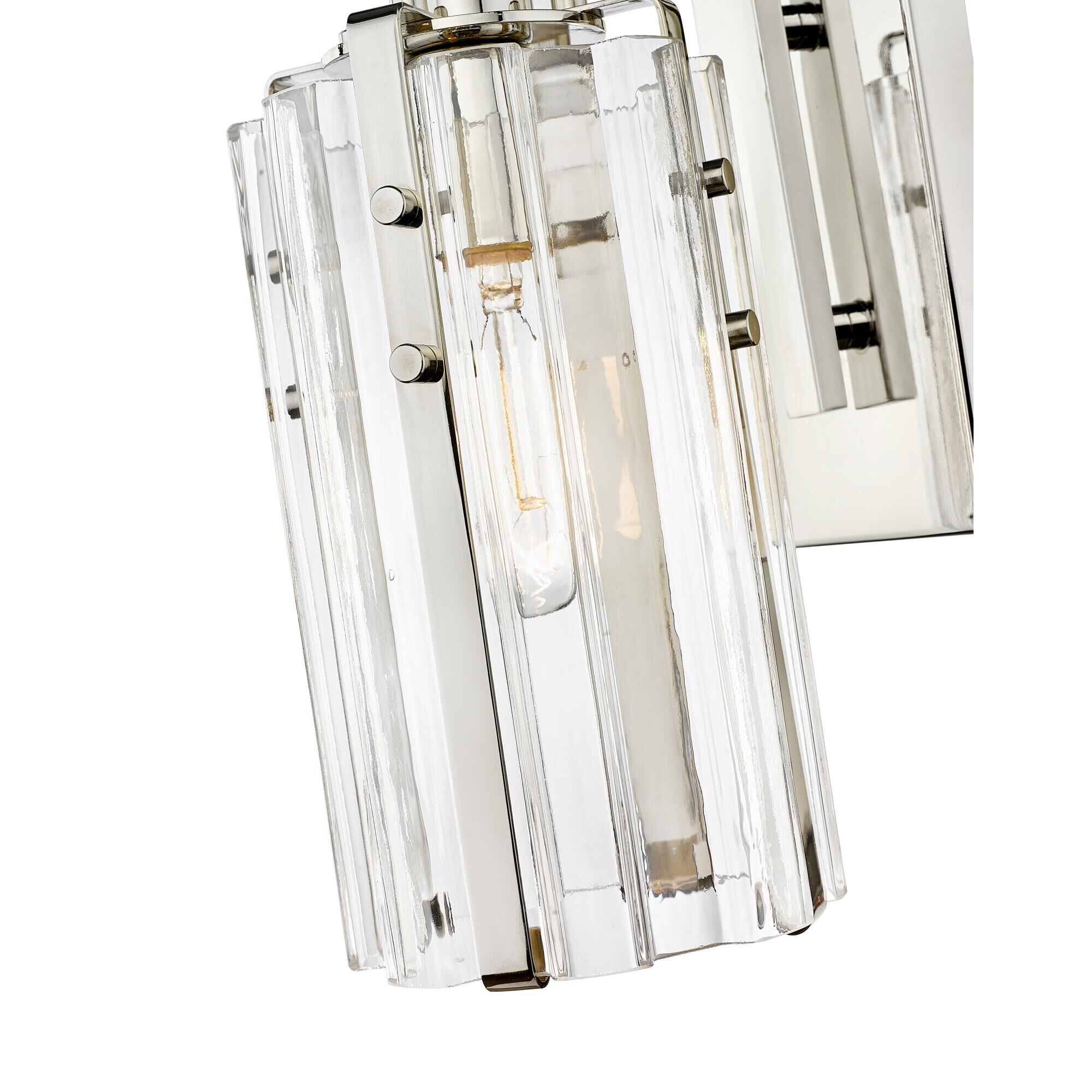 Shown in Polished Nickel finish and Clear glass and Clear shade