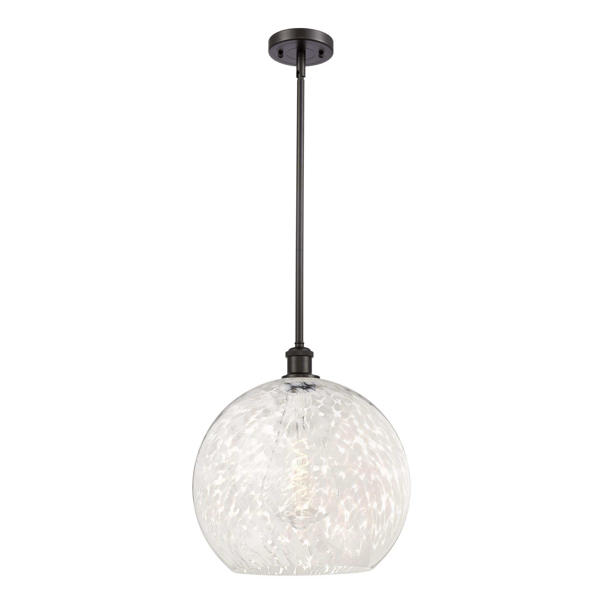 Shown in Oil Rubbed Bronze finish and White Mouchette glass