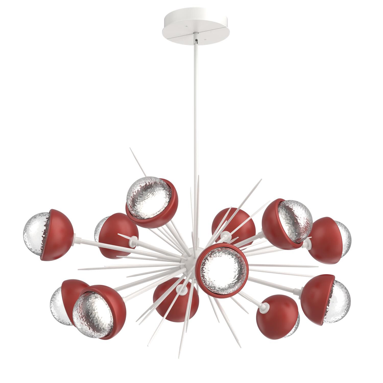 Shown in Salt White finish and Clear glass and Cinnamon Red accent