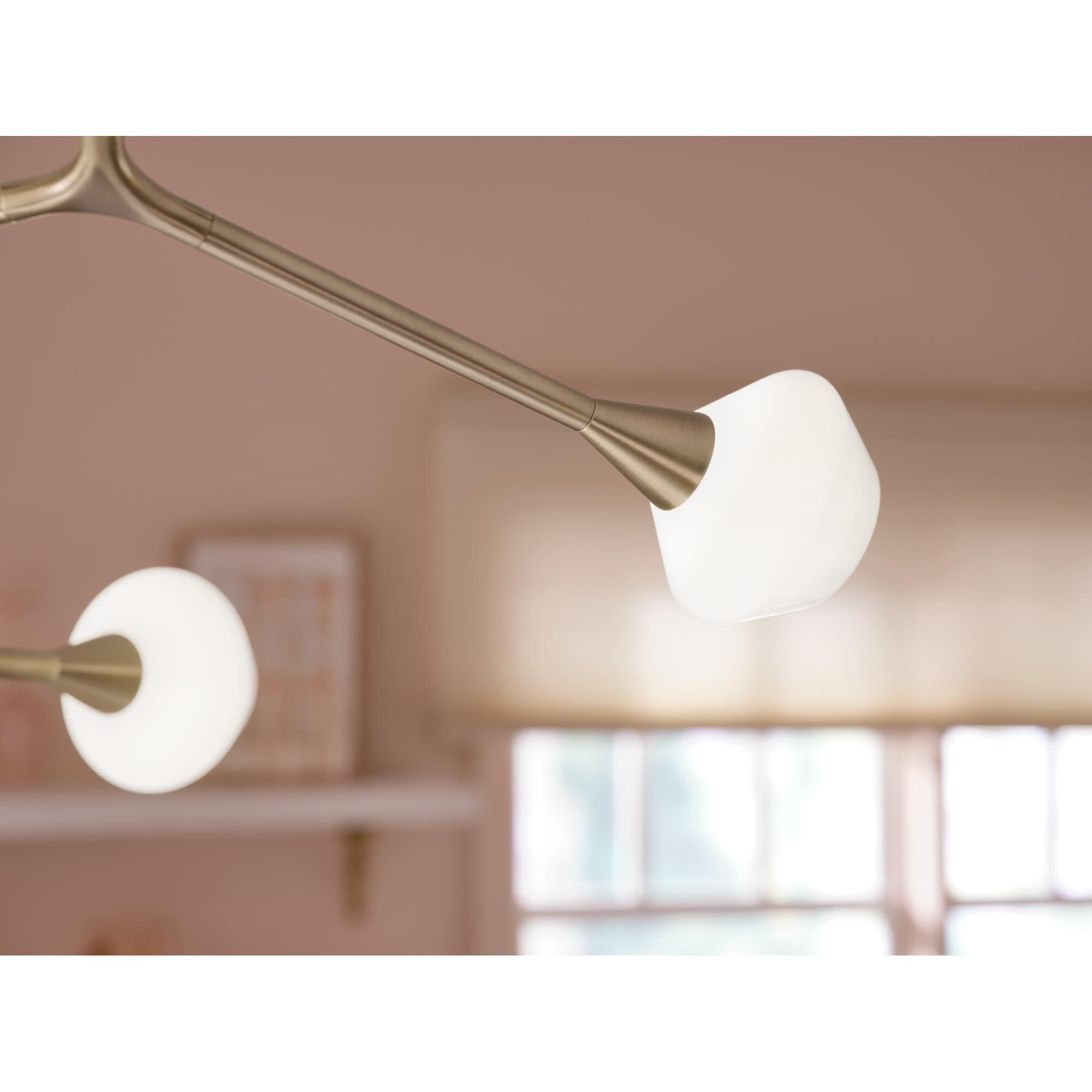 Shown in Champagne Bronze finish and Opal glass