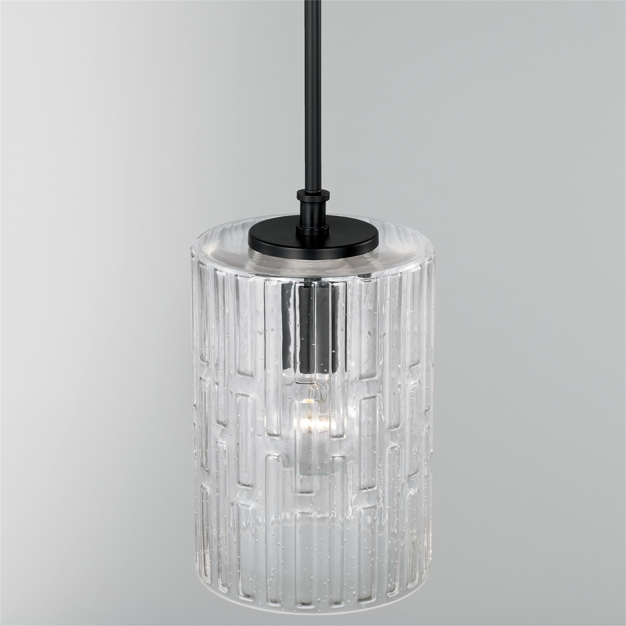 Shown in Matte Black finish and Embossed Seeded glass