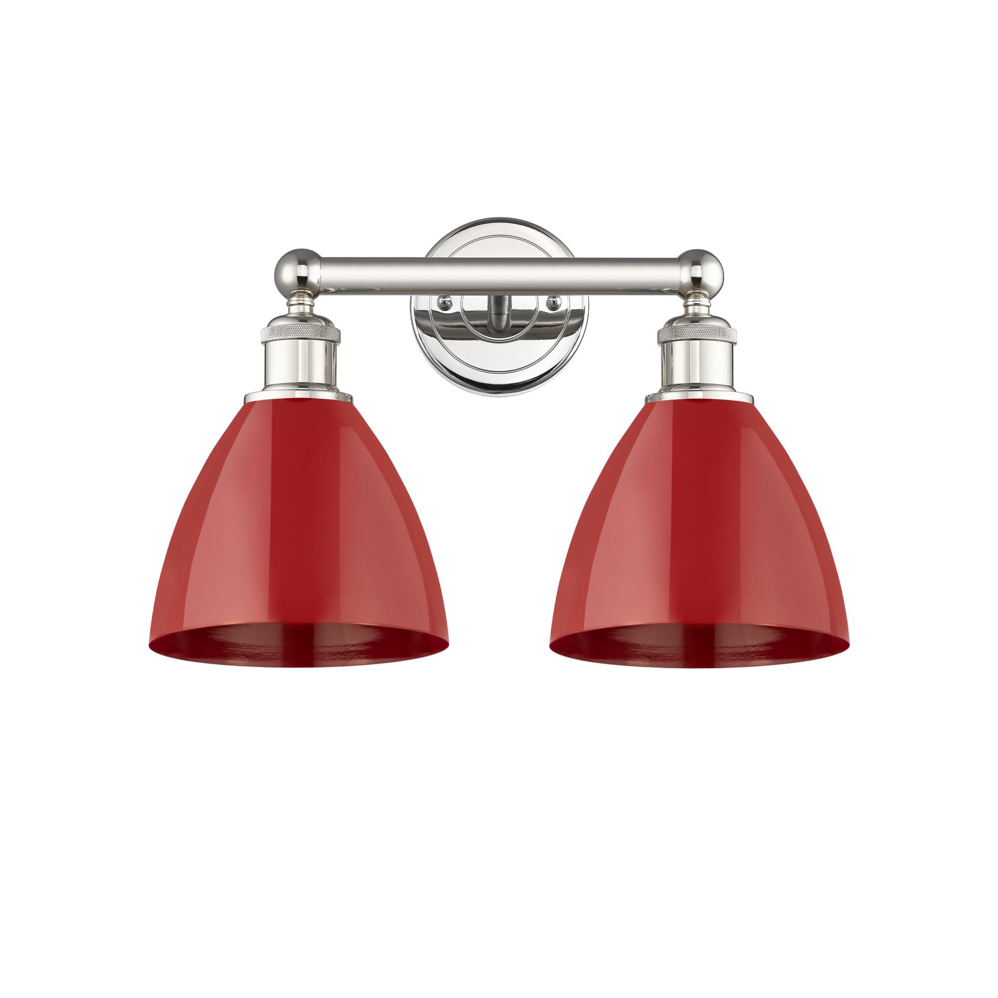 Shown in Polished Nickel finish and Red shade