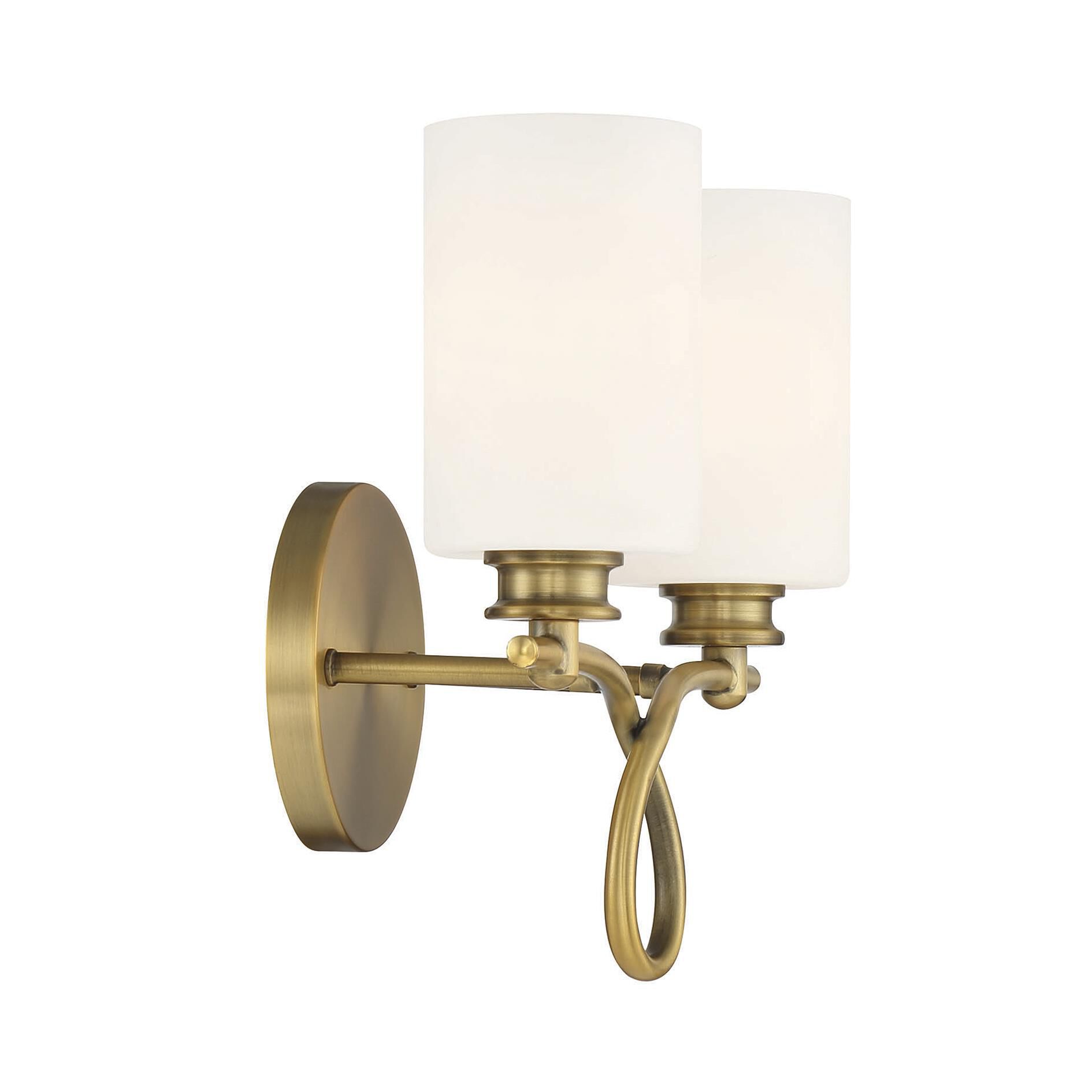 Shown in Warm Brass finish and White glass