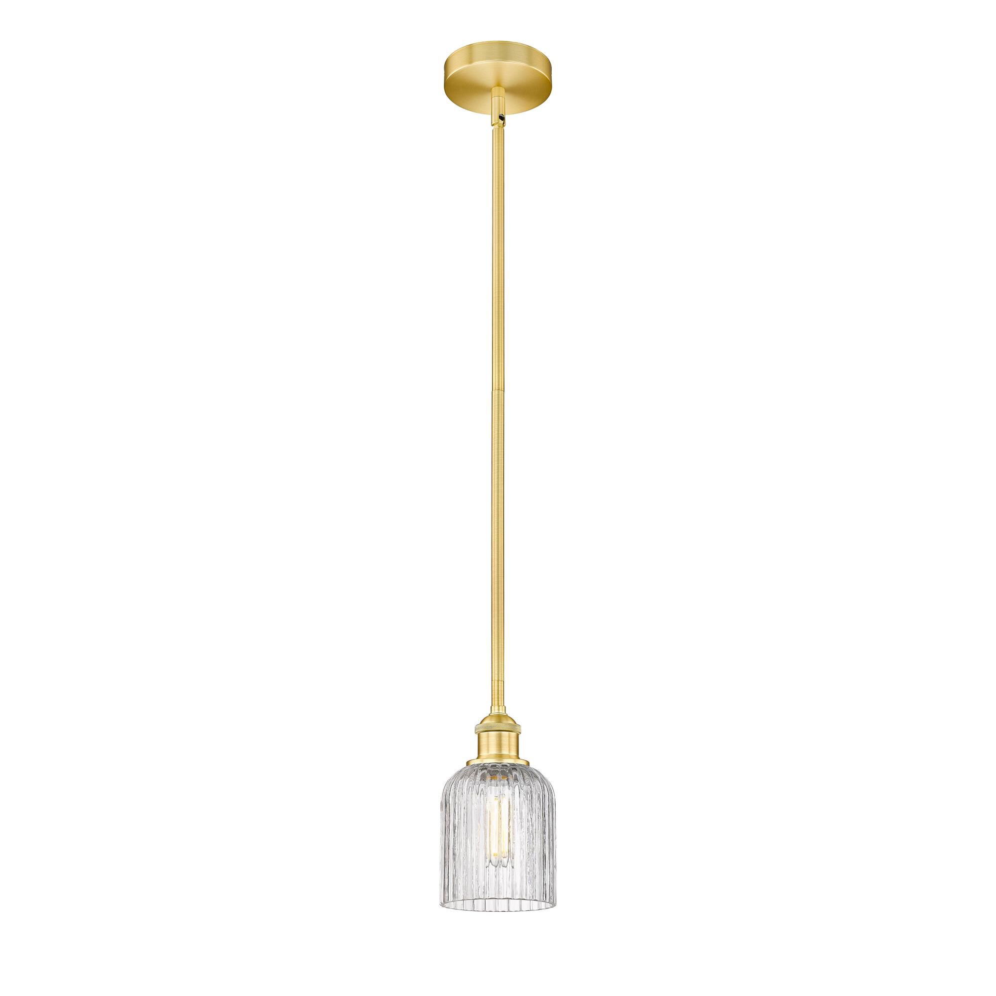 Shown in Satin Gold finish and Clear glass