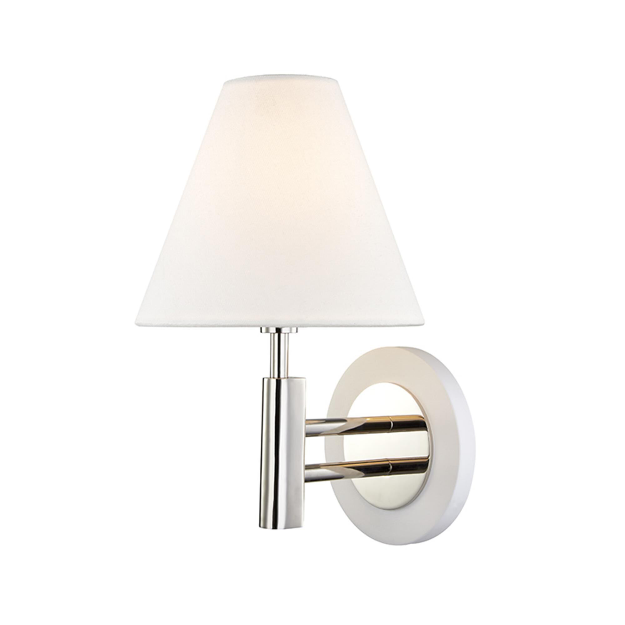 Shown in Polished Nickel-White finish and Off White shade