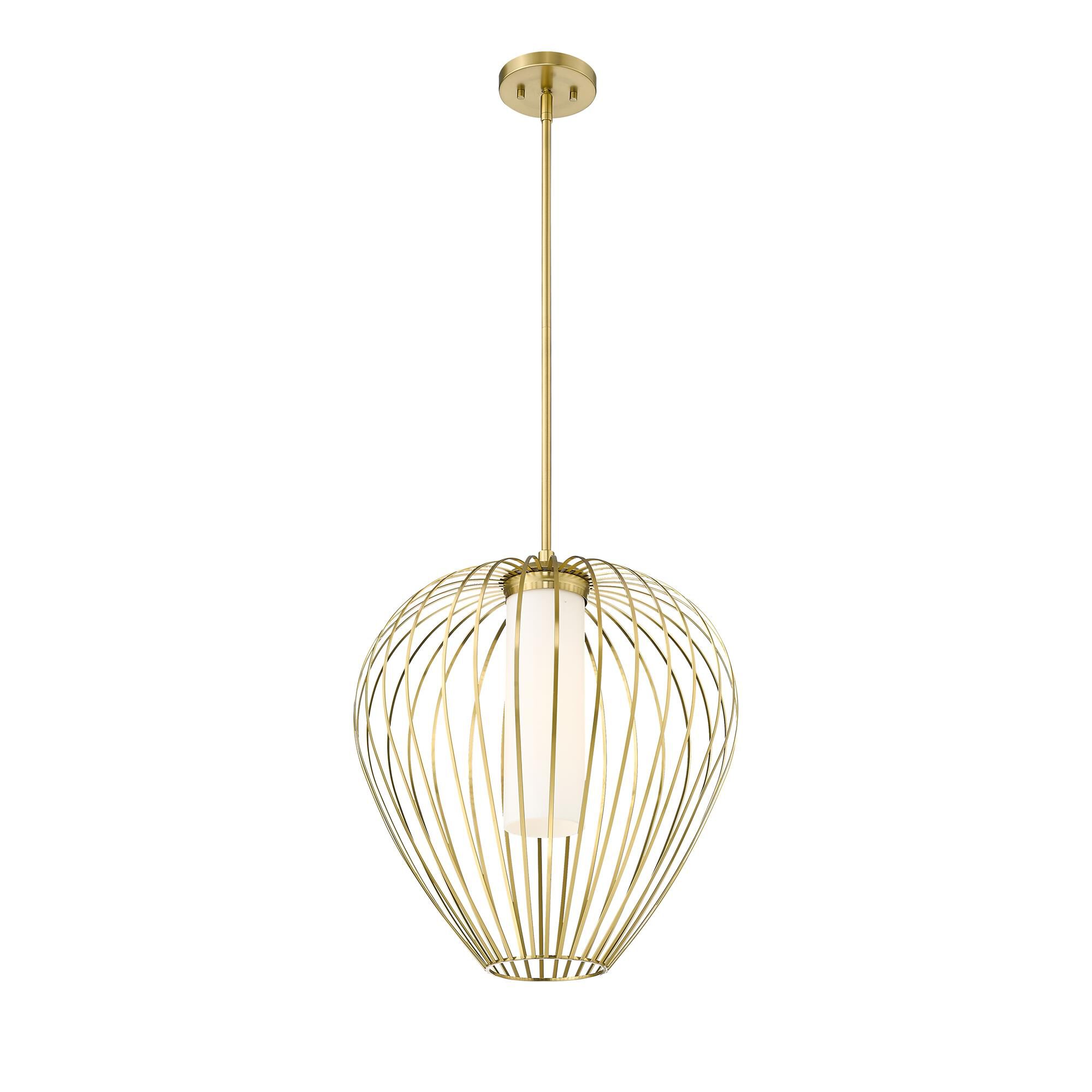 Shown in Modern Gold finish and White Opal glass and White Opal shade