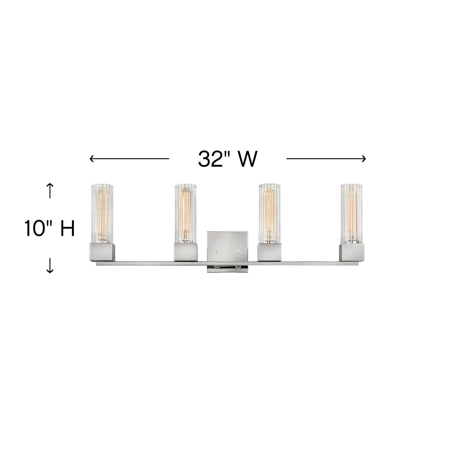 Shown in Polished Nickel finish and Ribbed Clear glass