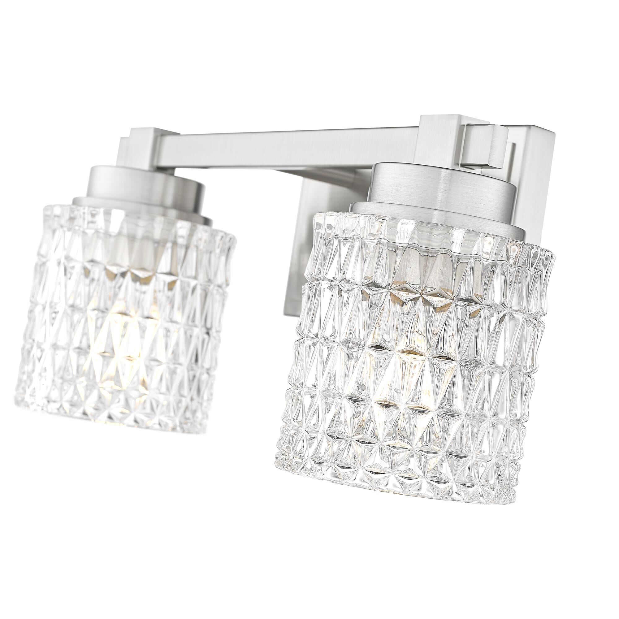 Shown in Brushed Nickel finish and Clear Diamond glass