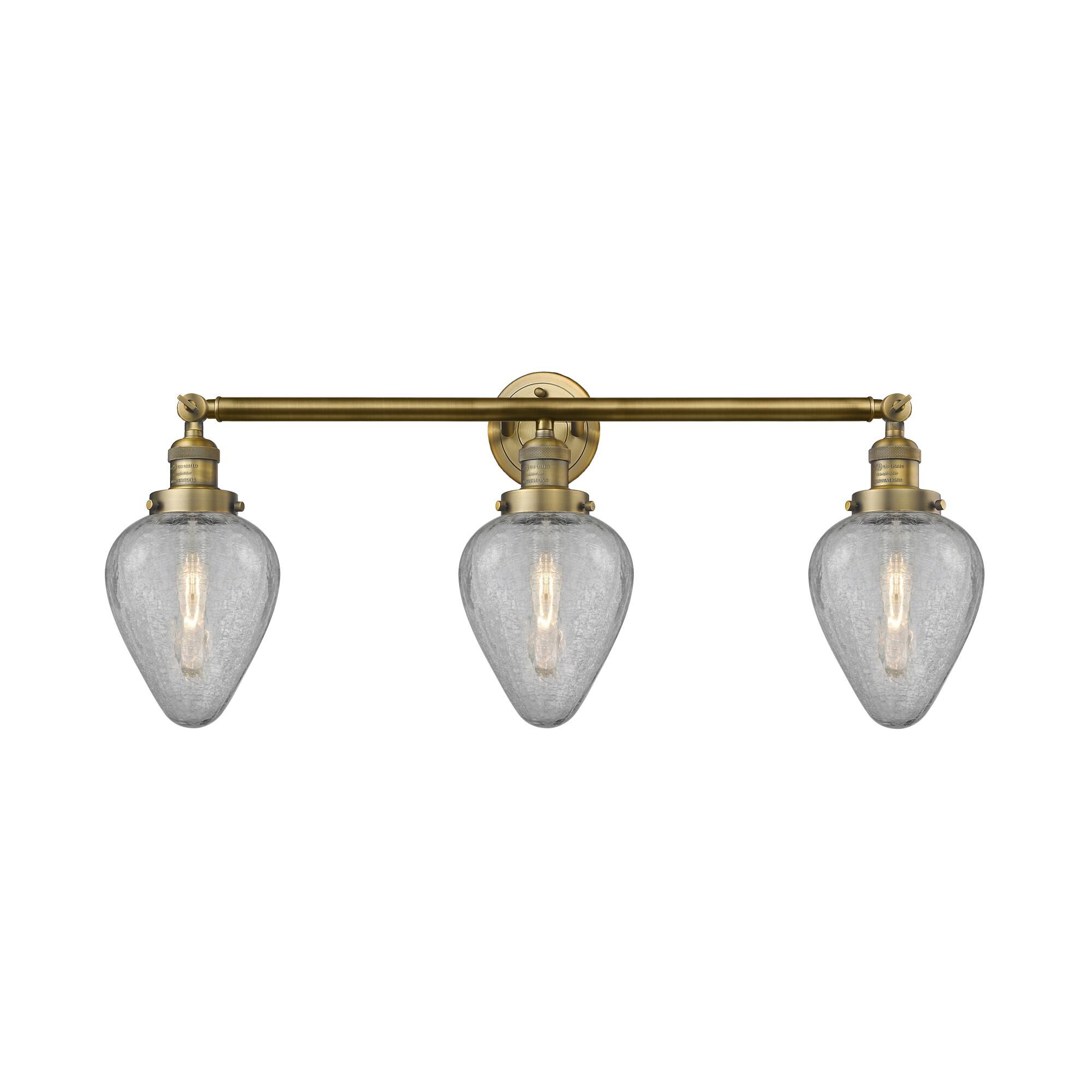 Shown in Brushed Brass finish and Clear Geneseo glass