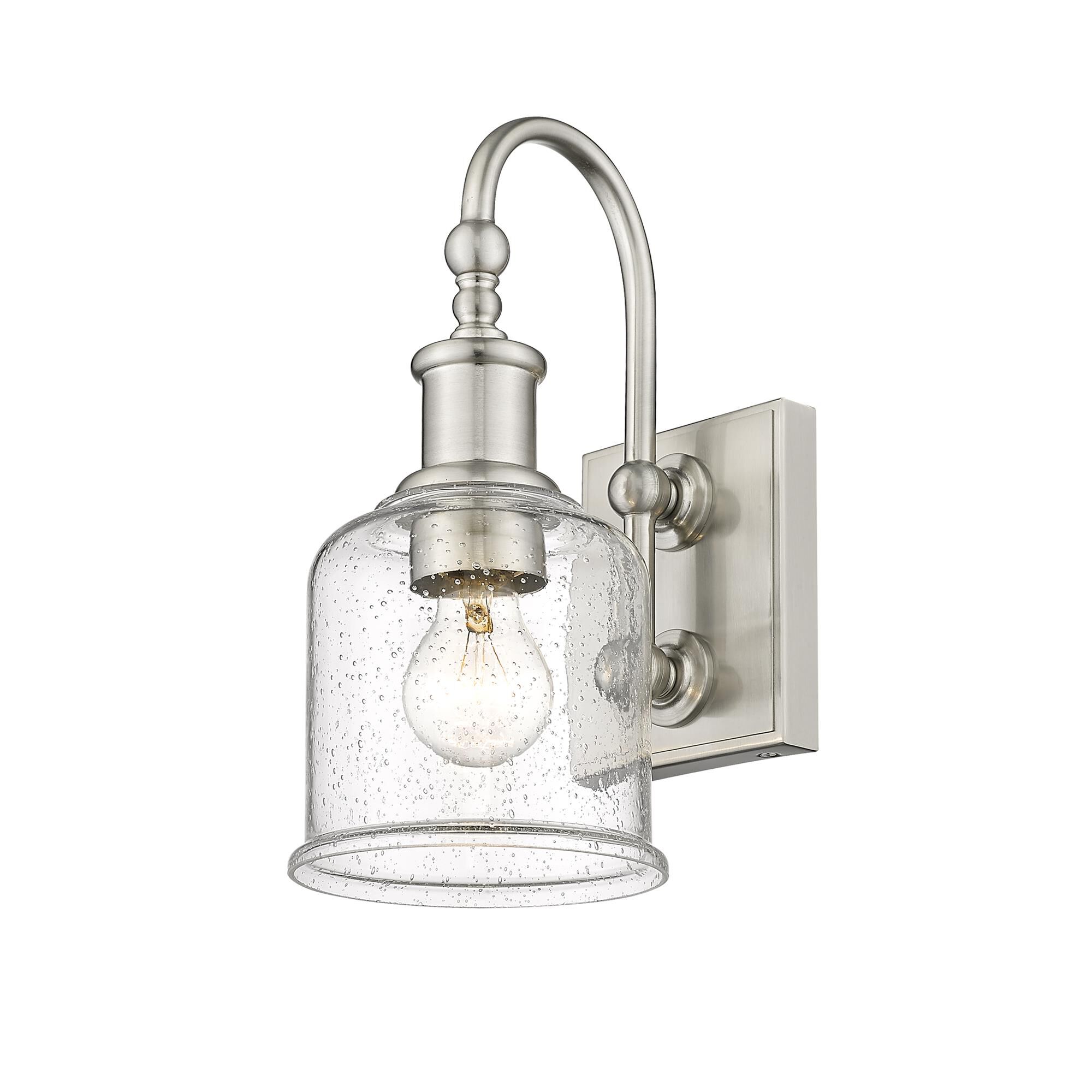 Shown in Brushed Nickel finish and Glass shade