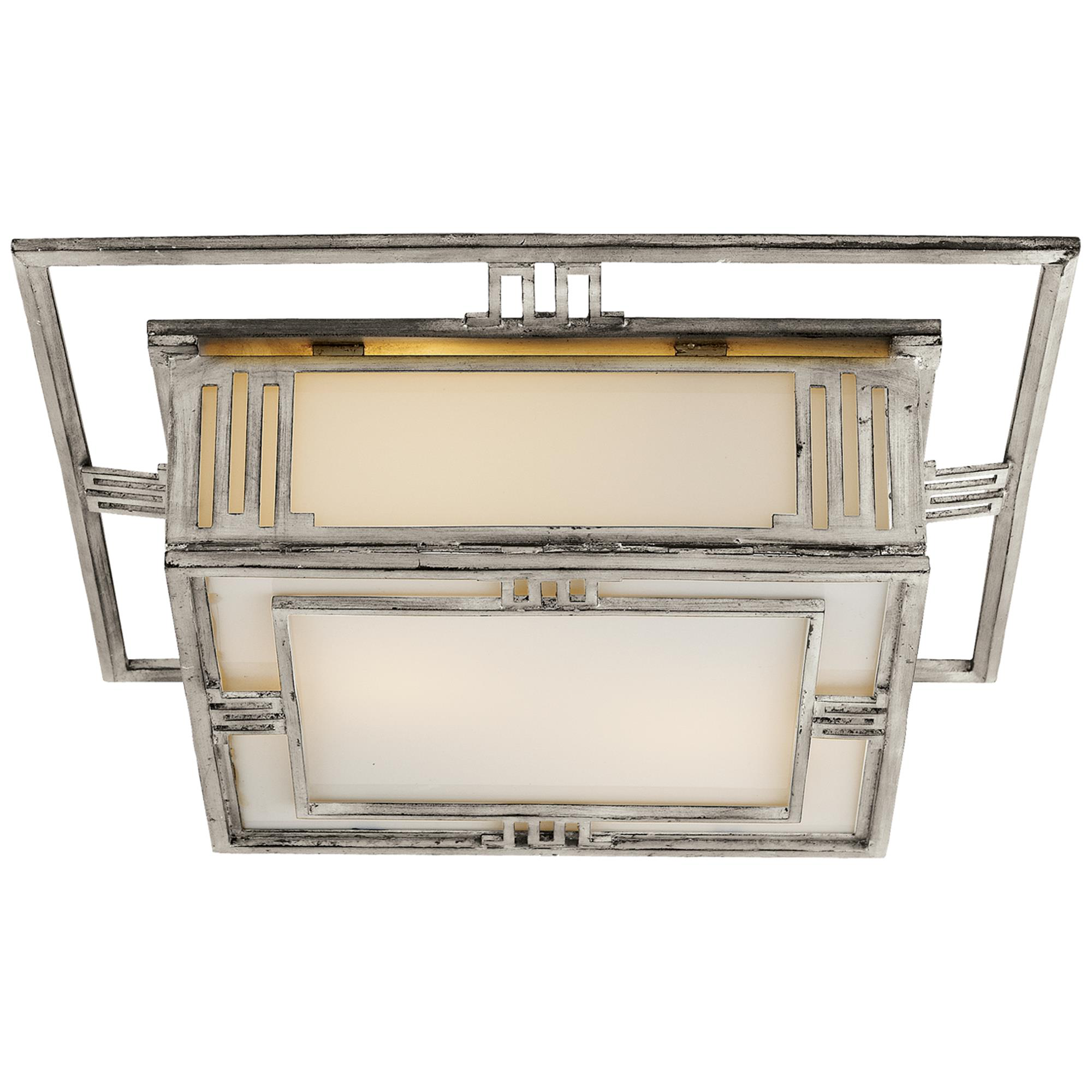 Shown in Burnished Silver Leaf finish and White glass