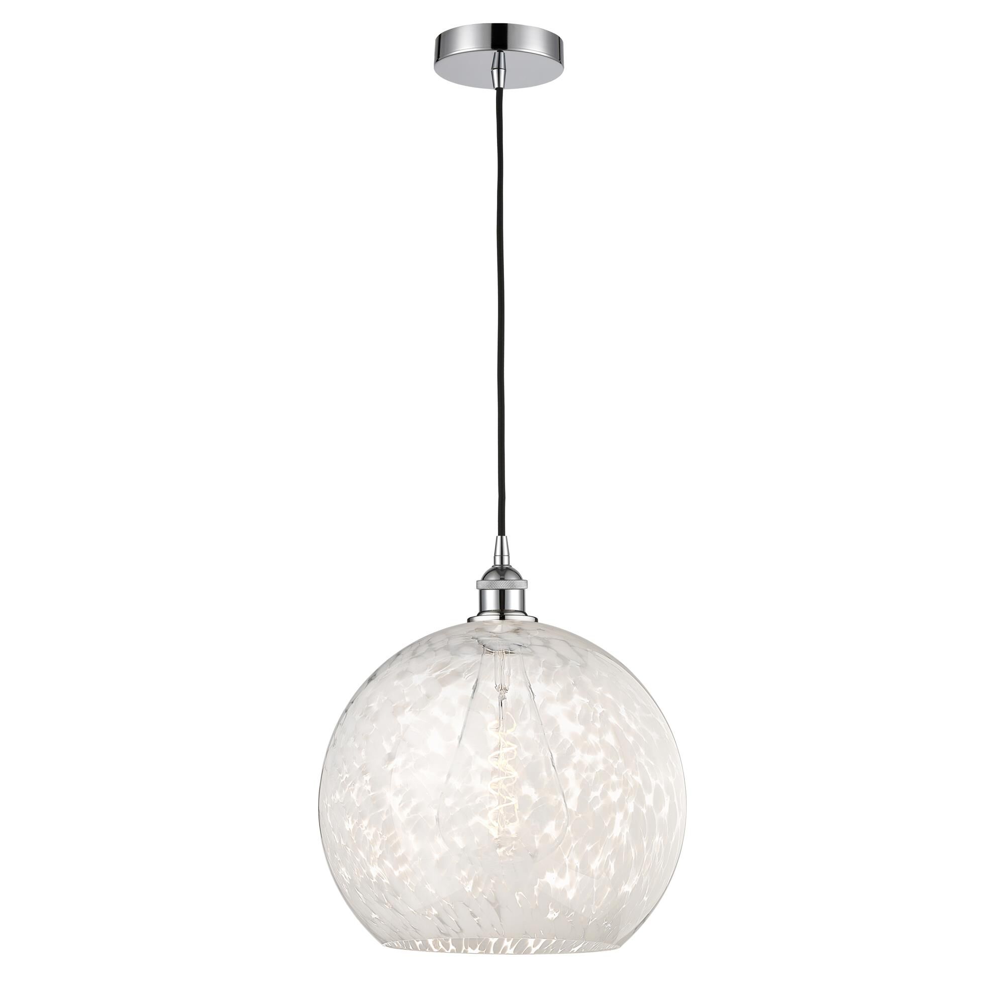 Shown in Polished Chrome finish and White Mouchette glass