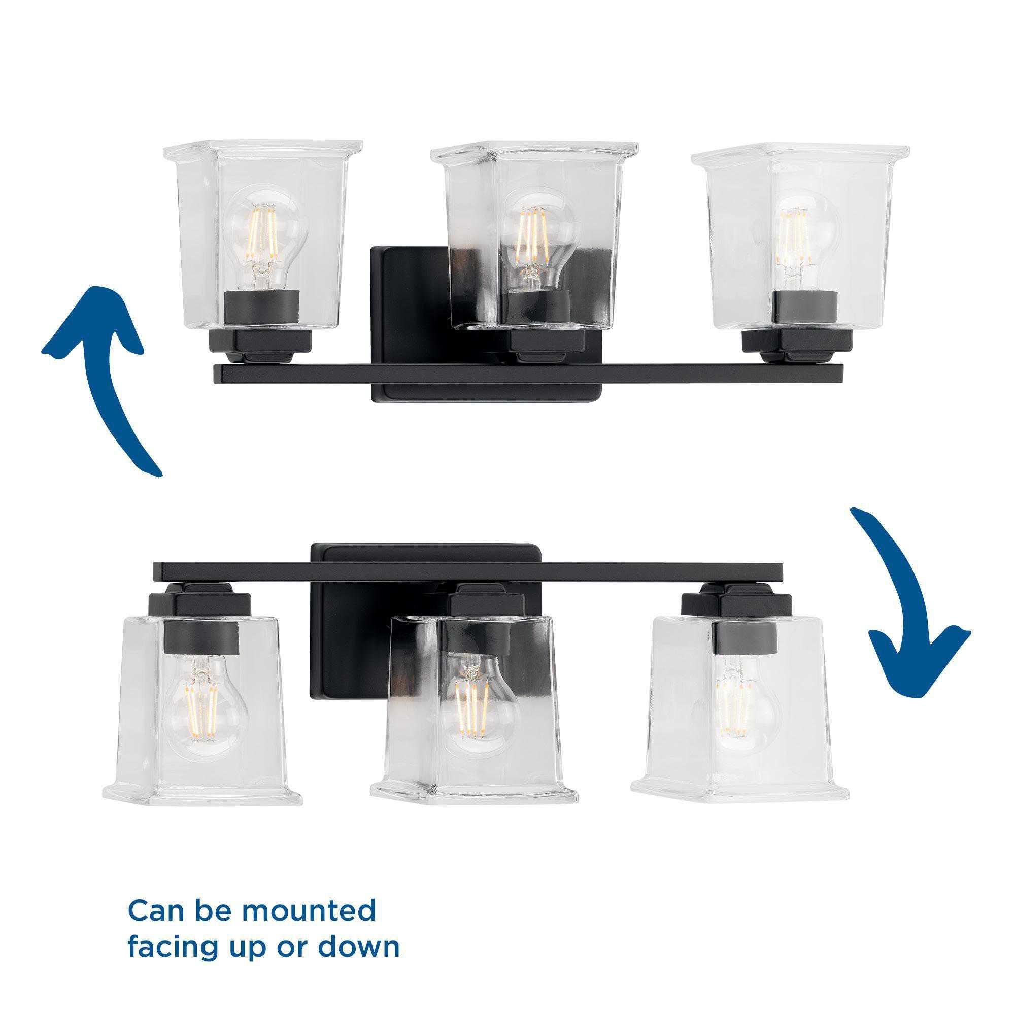 Shown in Matte Black finish and Clear glass