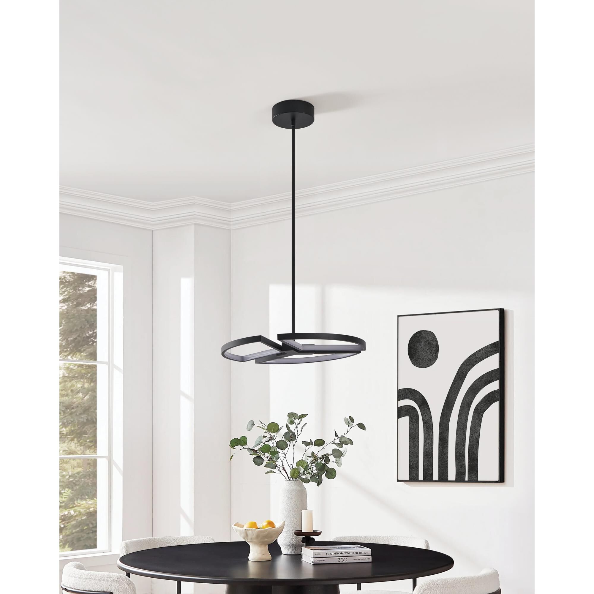 Shown in Textured Black finish and White shade