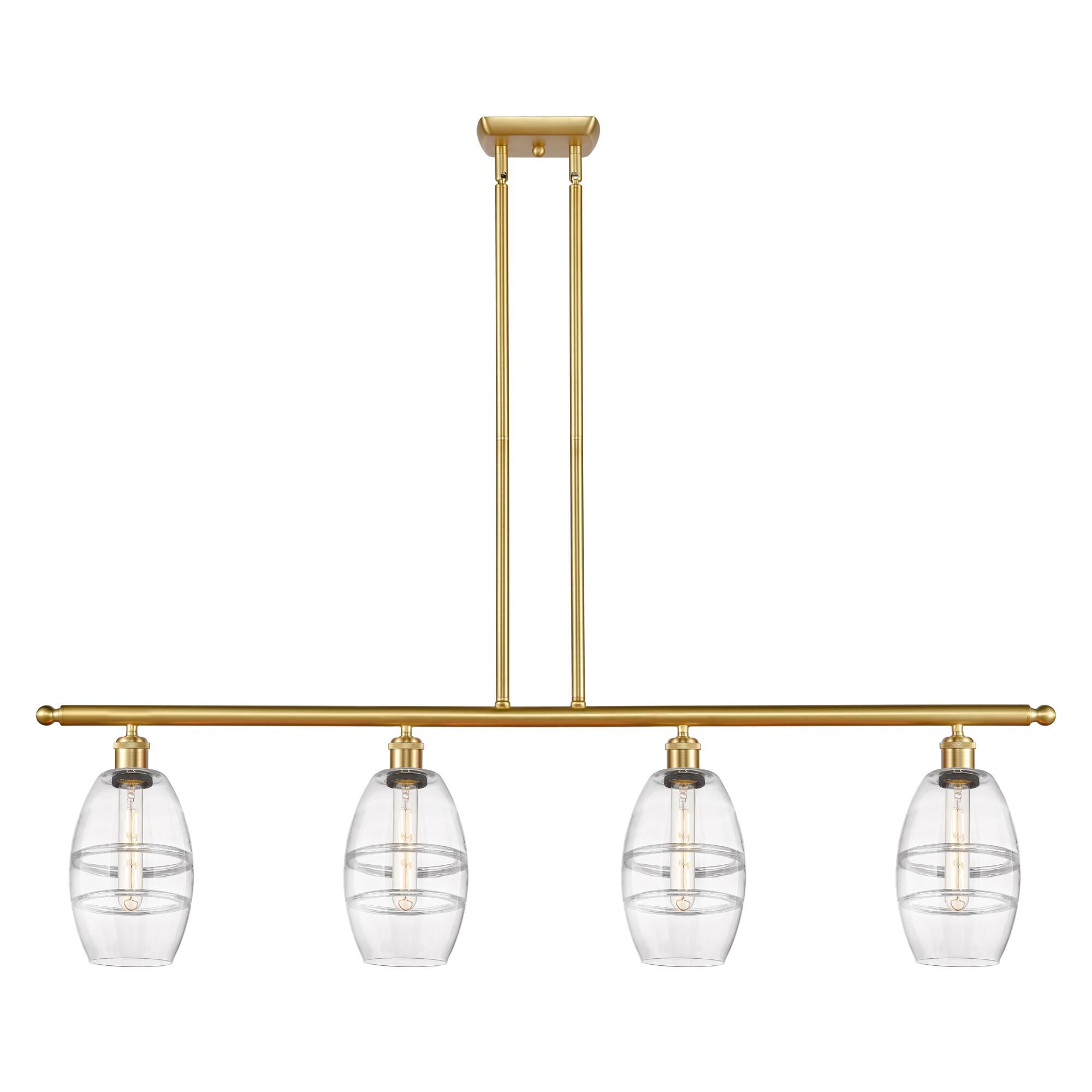 Shown in Satin Gold finish and Clear glass