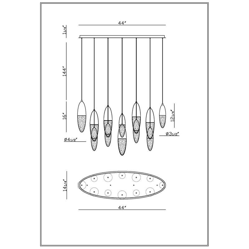 Ecrou Medium Linear Chandelier by Eurofase Lighting