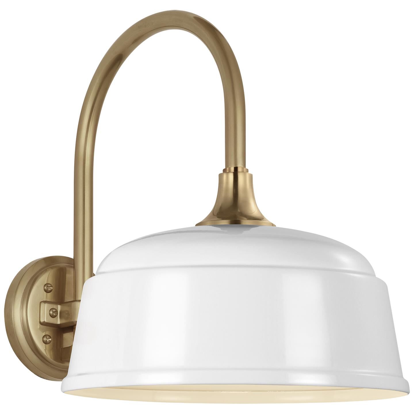 Shown in Hand-Rubbed Antique Brass finish and White Rockhouse shade