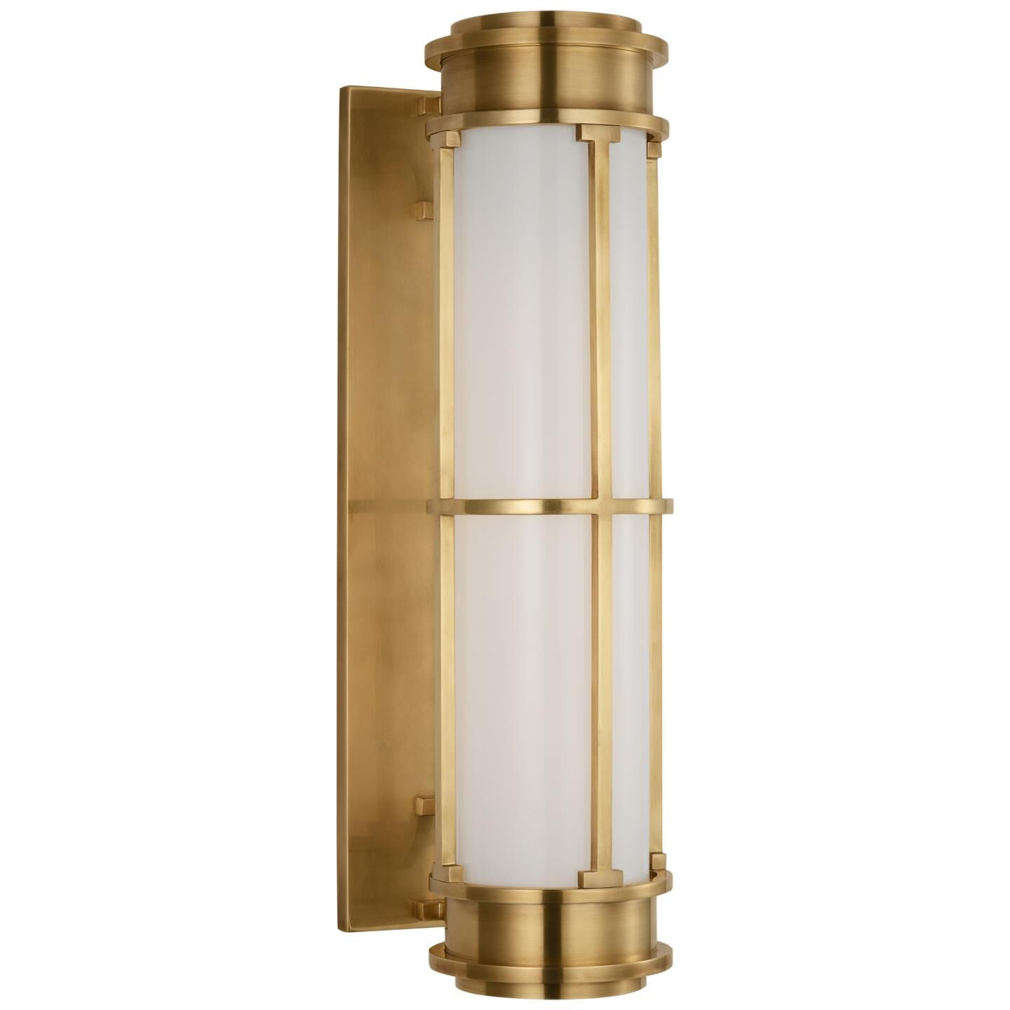 Shown in Antique-Burnished Brass finish and White glass