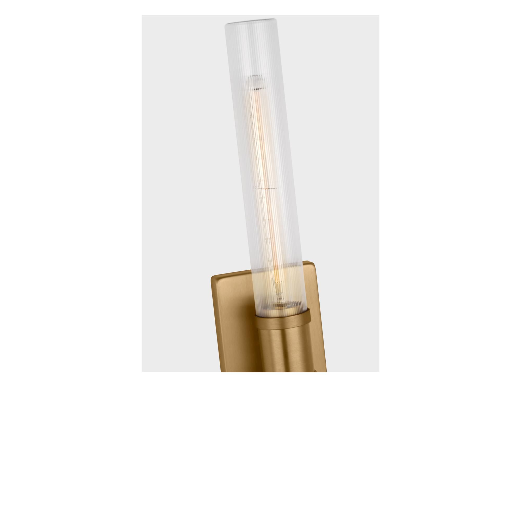Shown in Satin Brass finish and Clear Fluted glass