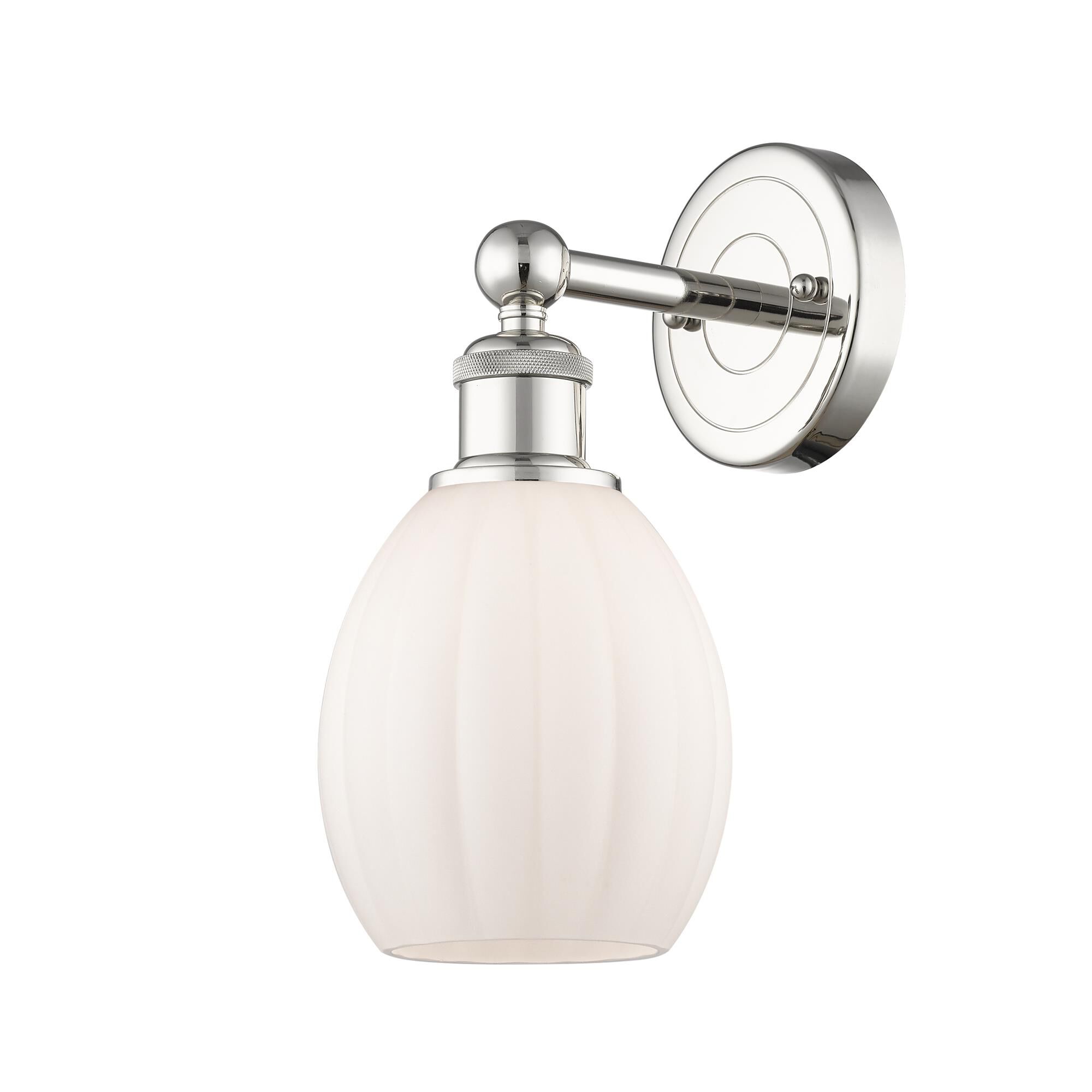 Shown in Polished Nickel finish and Matte White glass