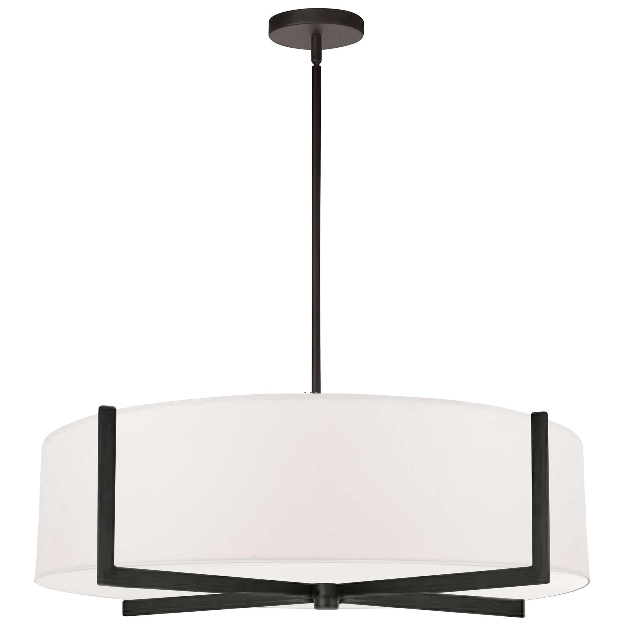 Shown in White and Black finish and White Fabric Drum shade