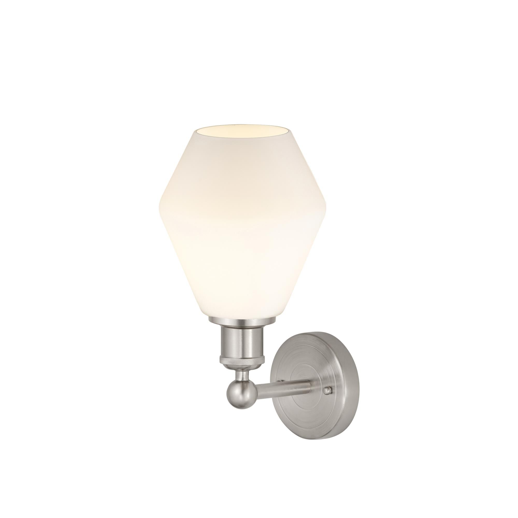Shown in Brushed Satin Nickel  finish and Cased Matte White glass