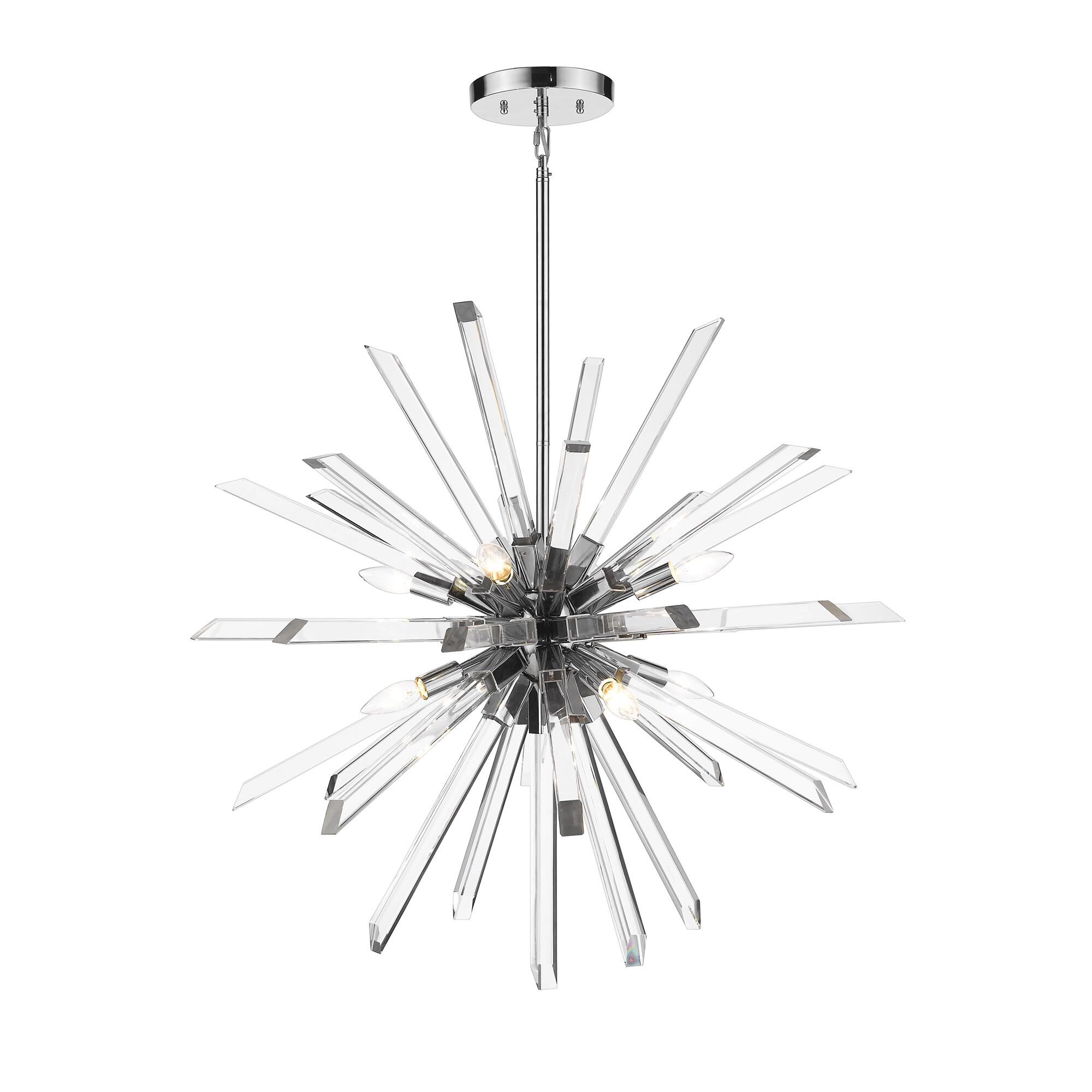 Shown in Chrome finish and Crystal glass and Crystal shade
