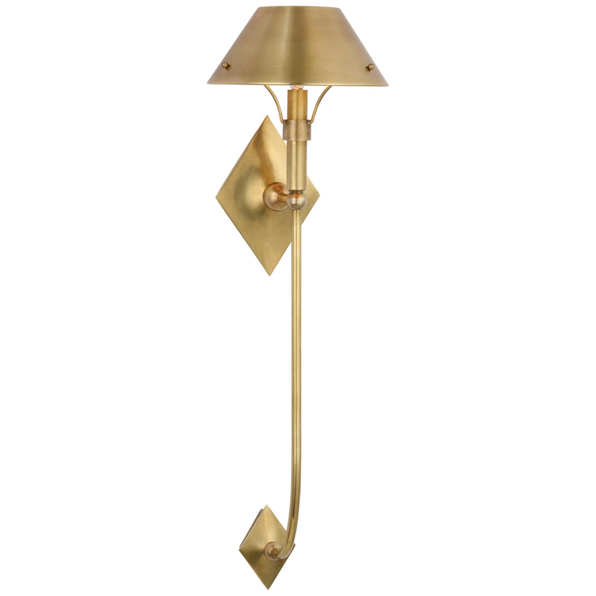 Shown in Hand-Rubbed Antique Brass finish and Hand-Rubbed Antique Brass shade